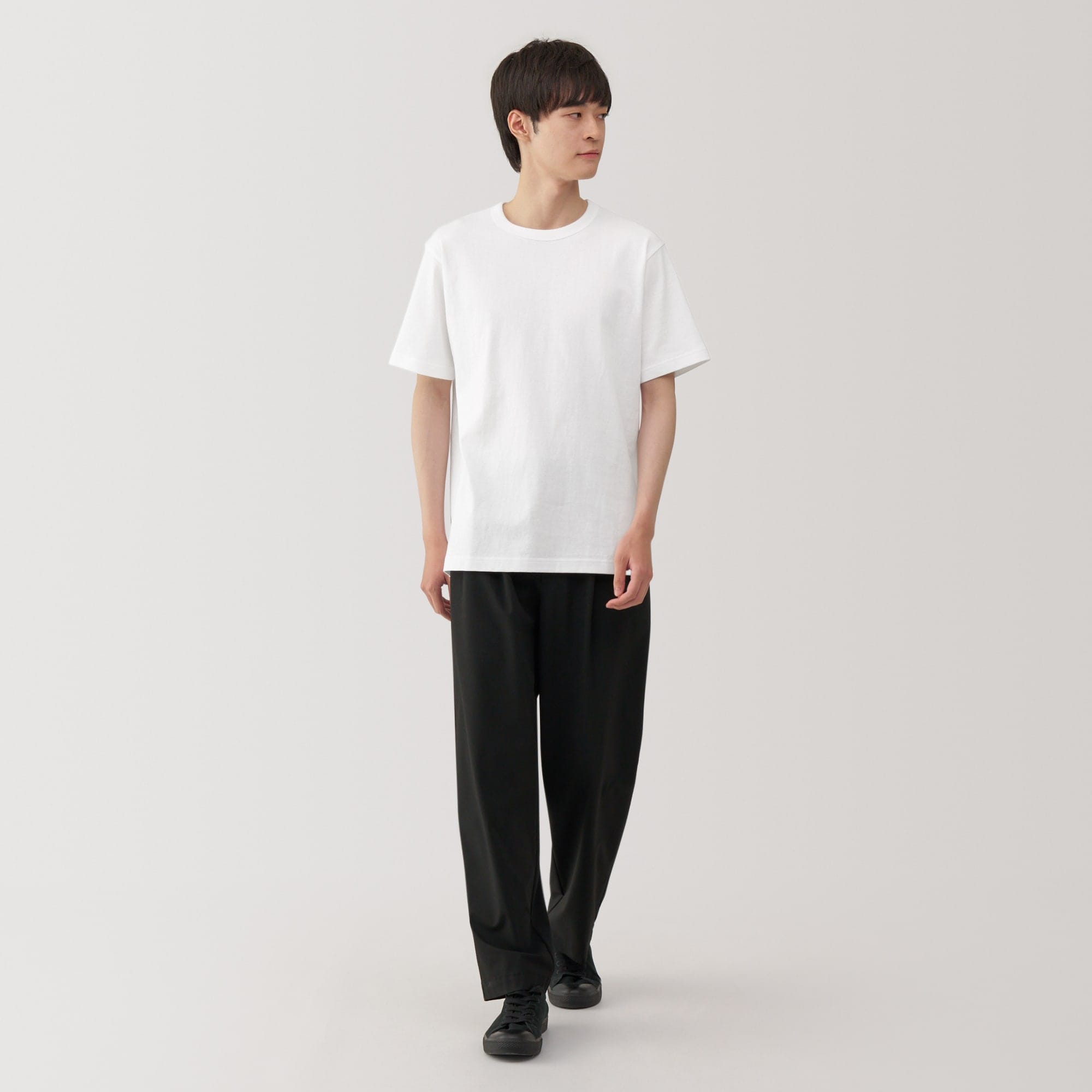 紳士　洗いざらし太番手クルーネック半袖Ｔシャツ