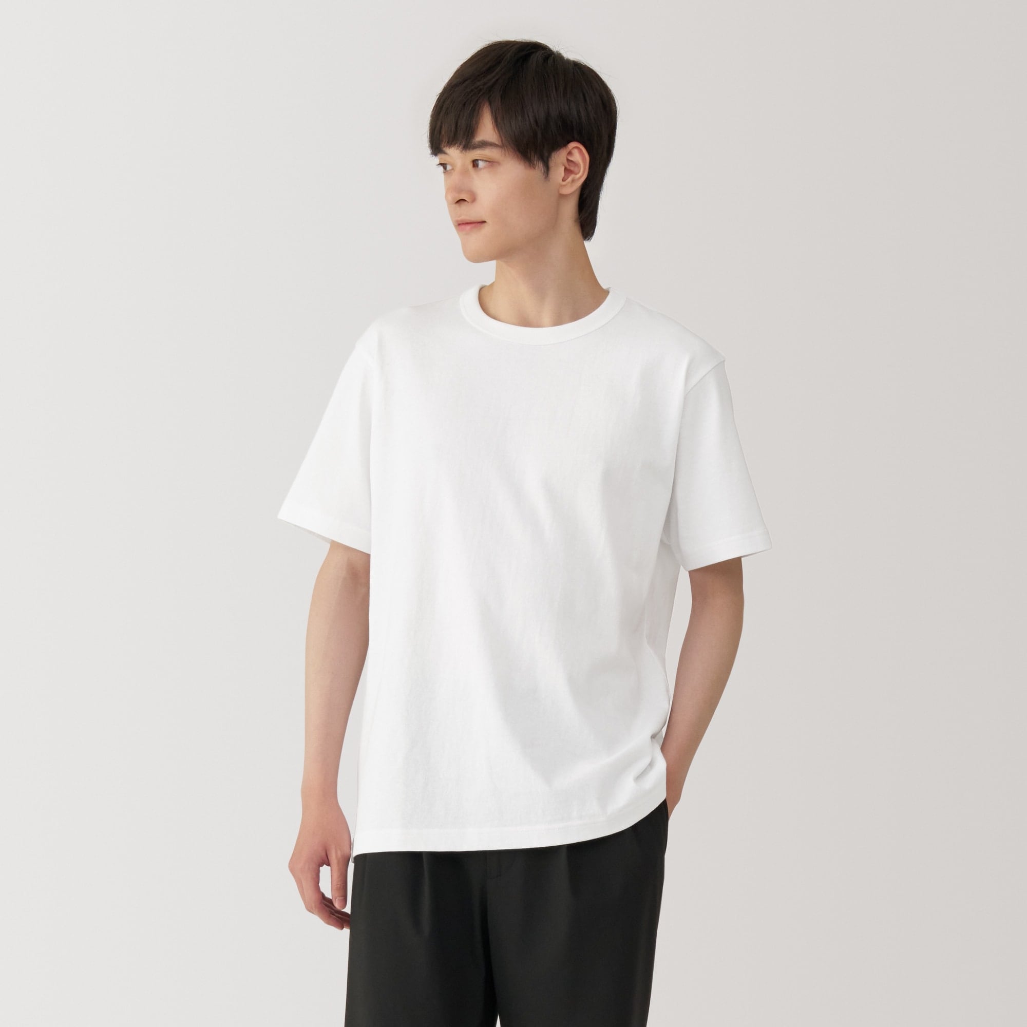 紳士　洗いざらし太番手クルーネック半袖Ｔシャツ