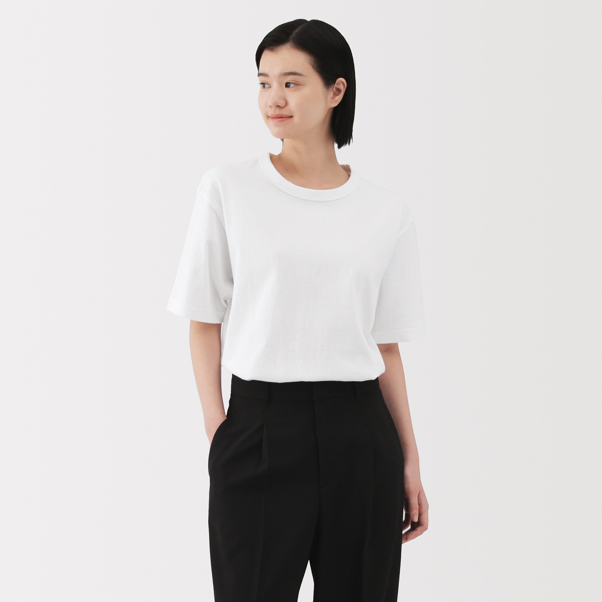 無地Tシャツ専門 MUJI出品 紳士 洗いざらし太番手クルーネック半袖Tシャツ | 無印良品