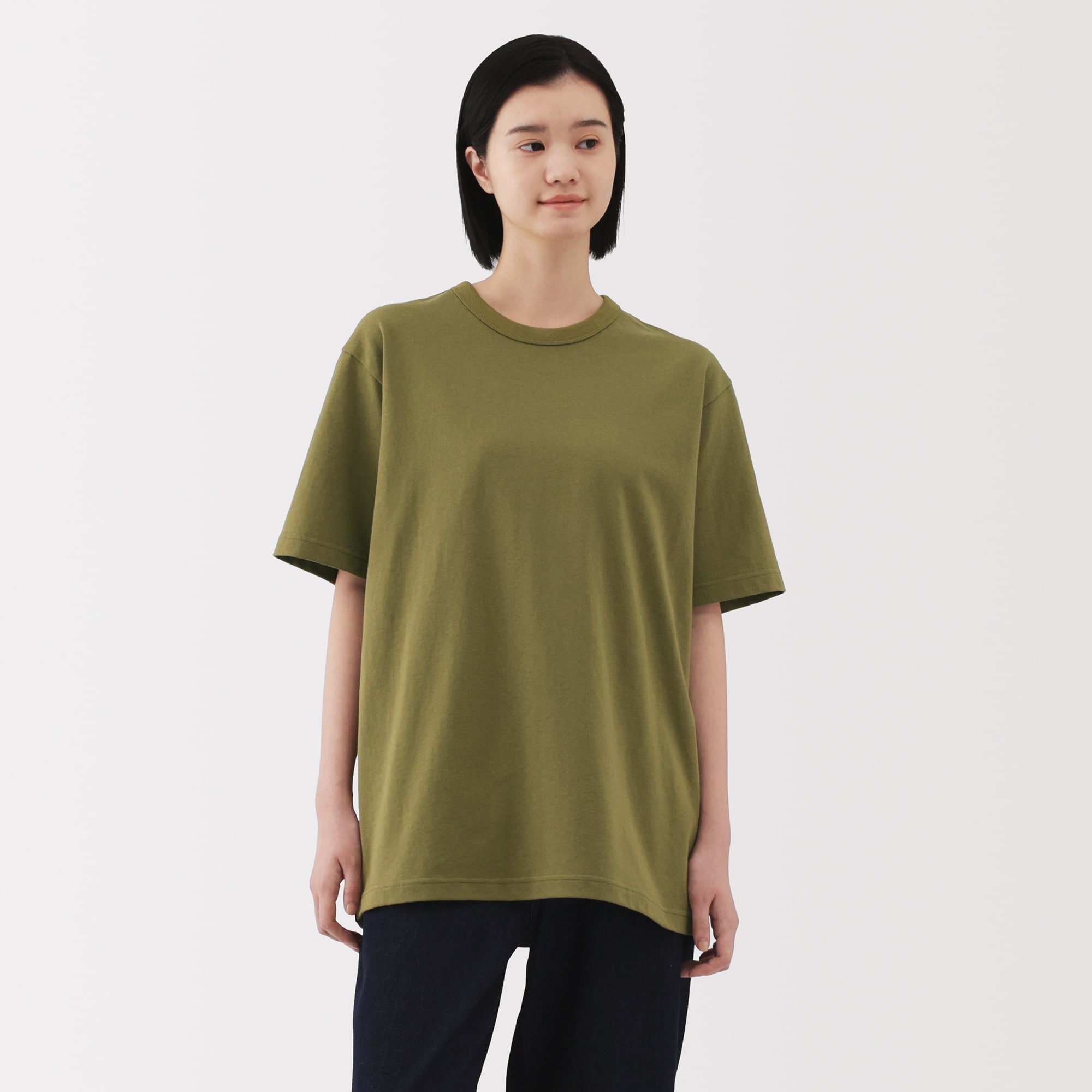 紳士 洗いざらし太番手クルーネック半袖Tシャツ | 無印良品