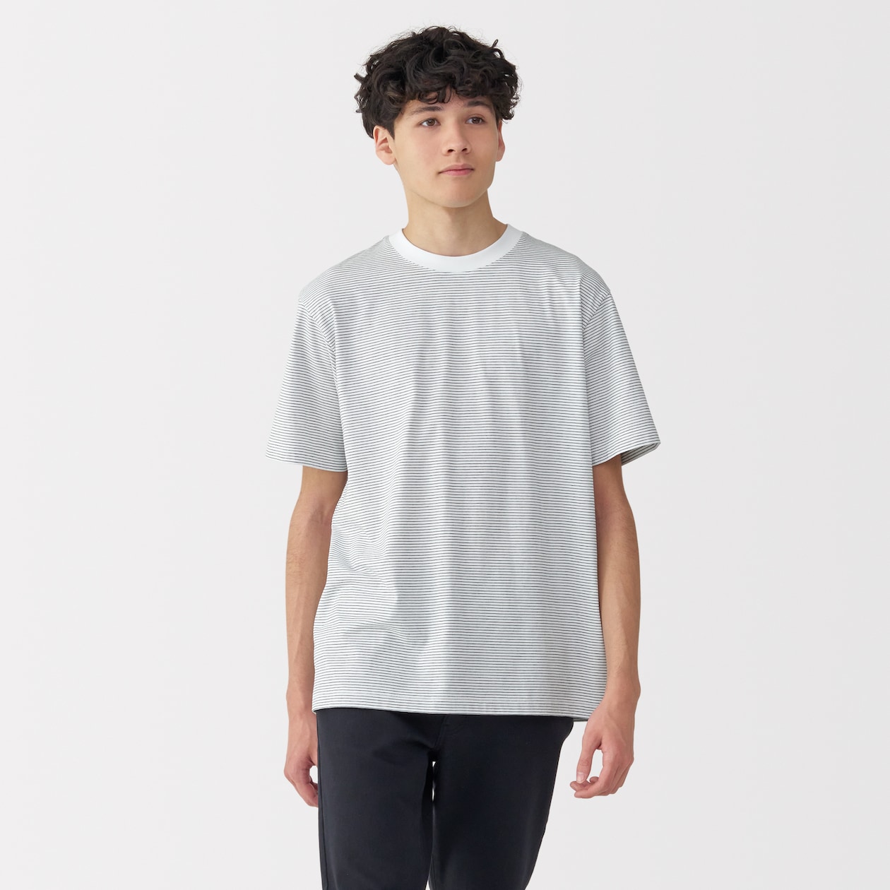 紳士　天竺編みクルーネック半袖Ｔシャツ（ボーダー）