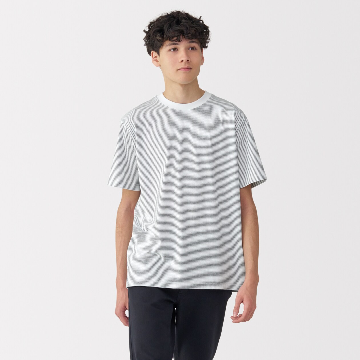 紳士　天竺編みクルーネック半袖Ｔシャツ（ボーダー）