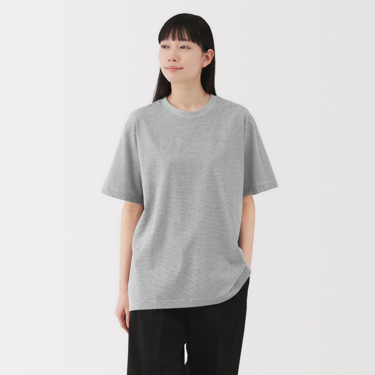 紳士　天竺編みクルーネック半袖Ｔシャツ（ボーダー）