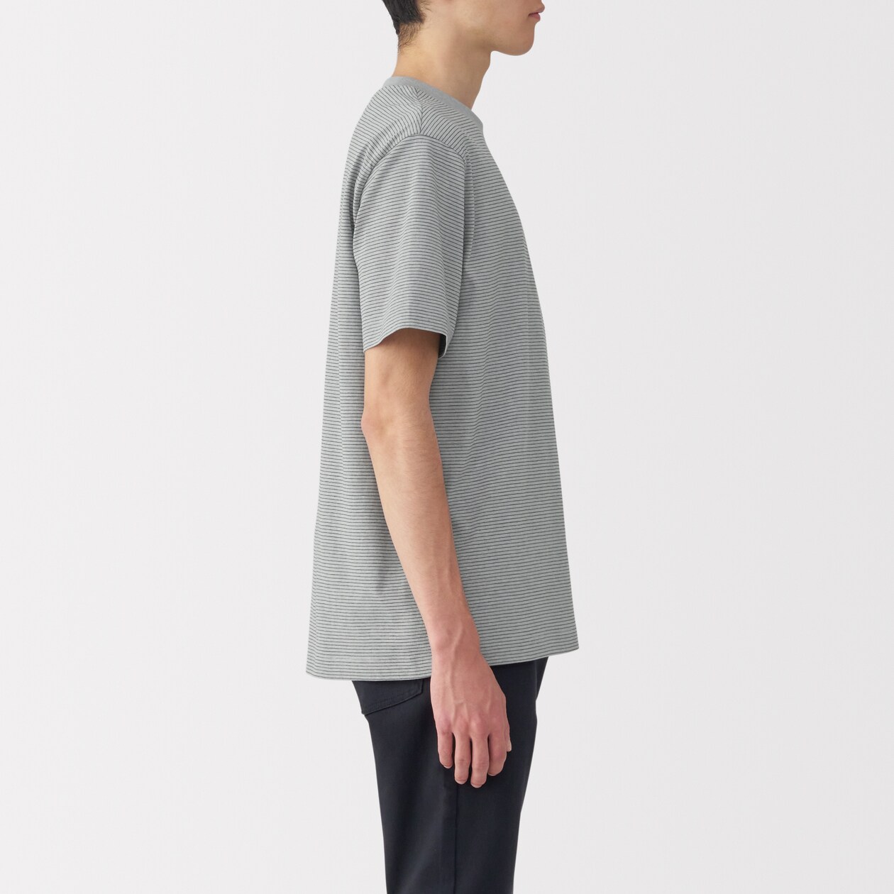 紳士　天竺編みクルーネック半袖Ｔシャツ（ボーダー）