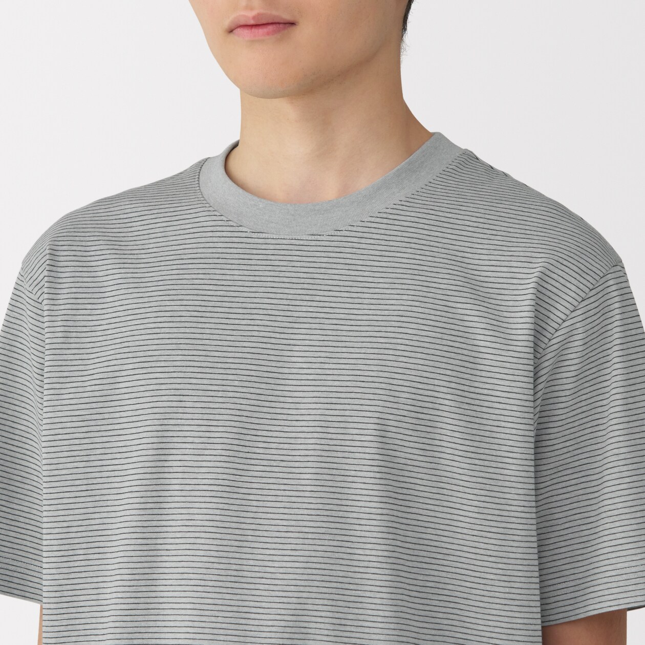 紳士　天竺編みクルーネック半袖Ｔシャツ（ボーダー）