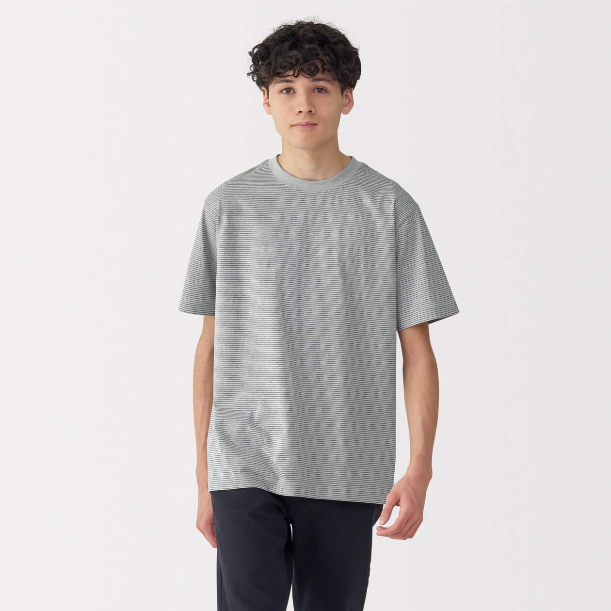 紳士　天竺編みクルーネック半袖Ｔシャツ（ボーダー）