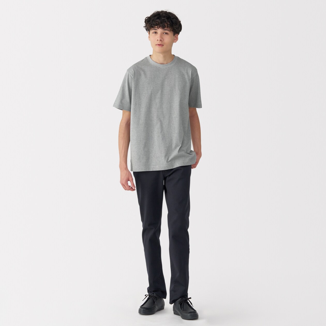 紳士　天竺編みクルーネック半袖Ｔシャツ（ボーダー）