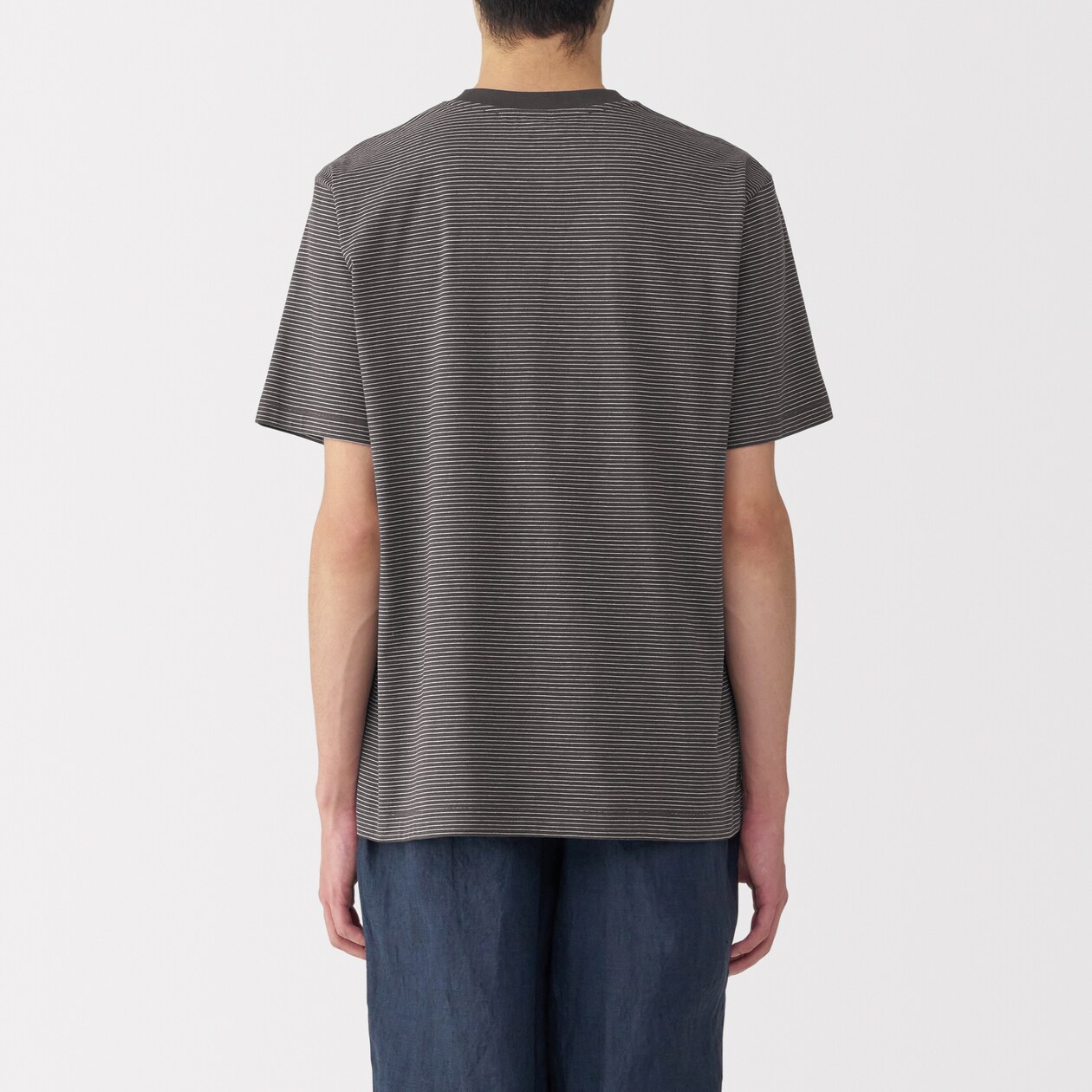紳士　天竺編みクルーネック半袖Ｔシャツ（ボーダー）