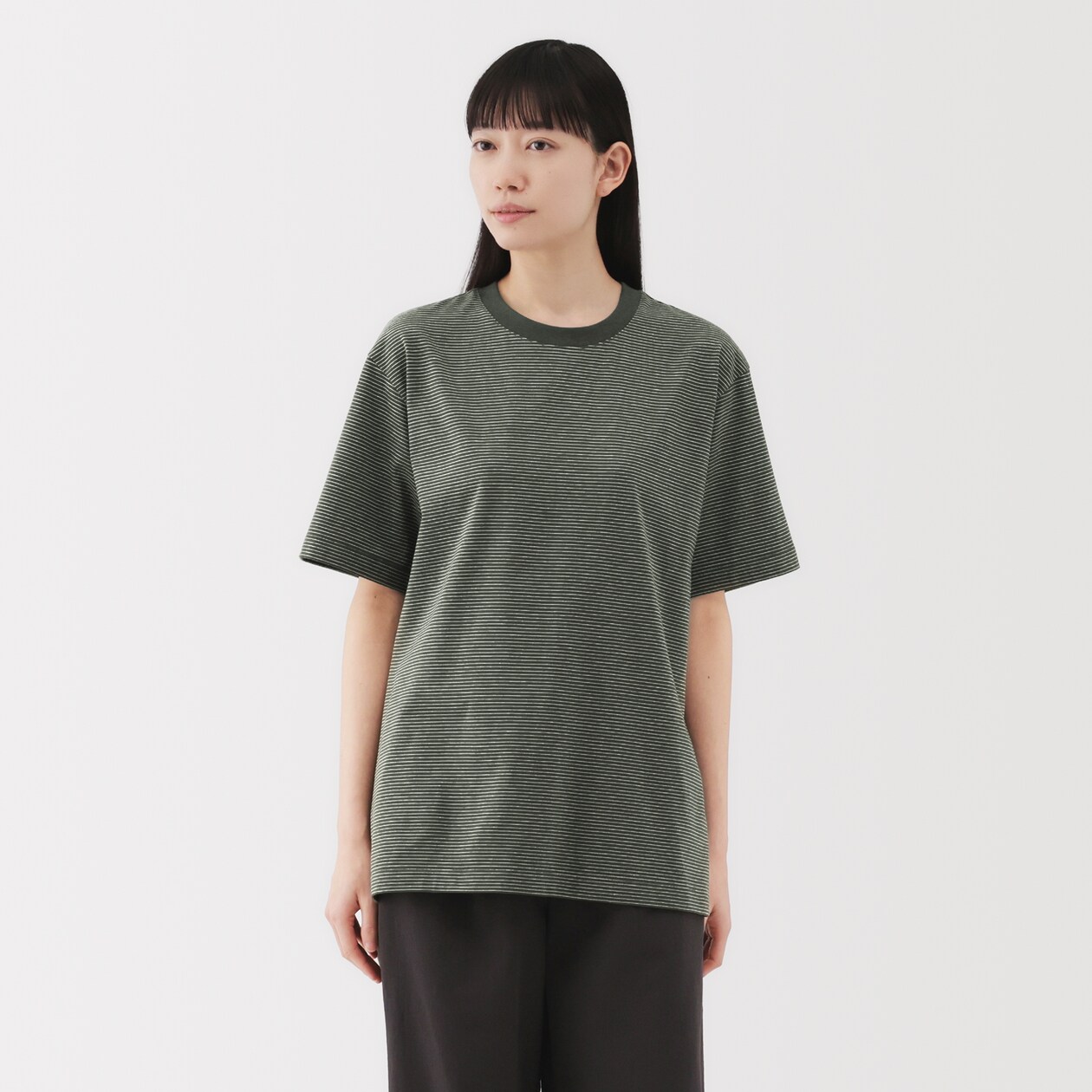 紳士　天竺編みクルーネック半袖Ｔシャツ（ボーダー）