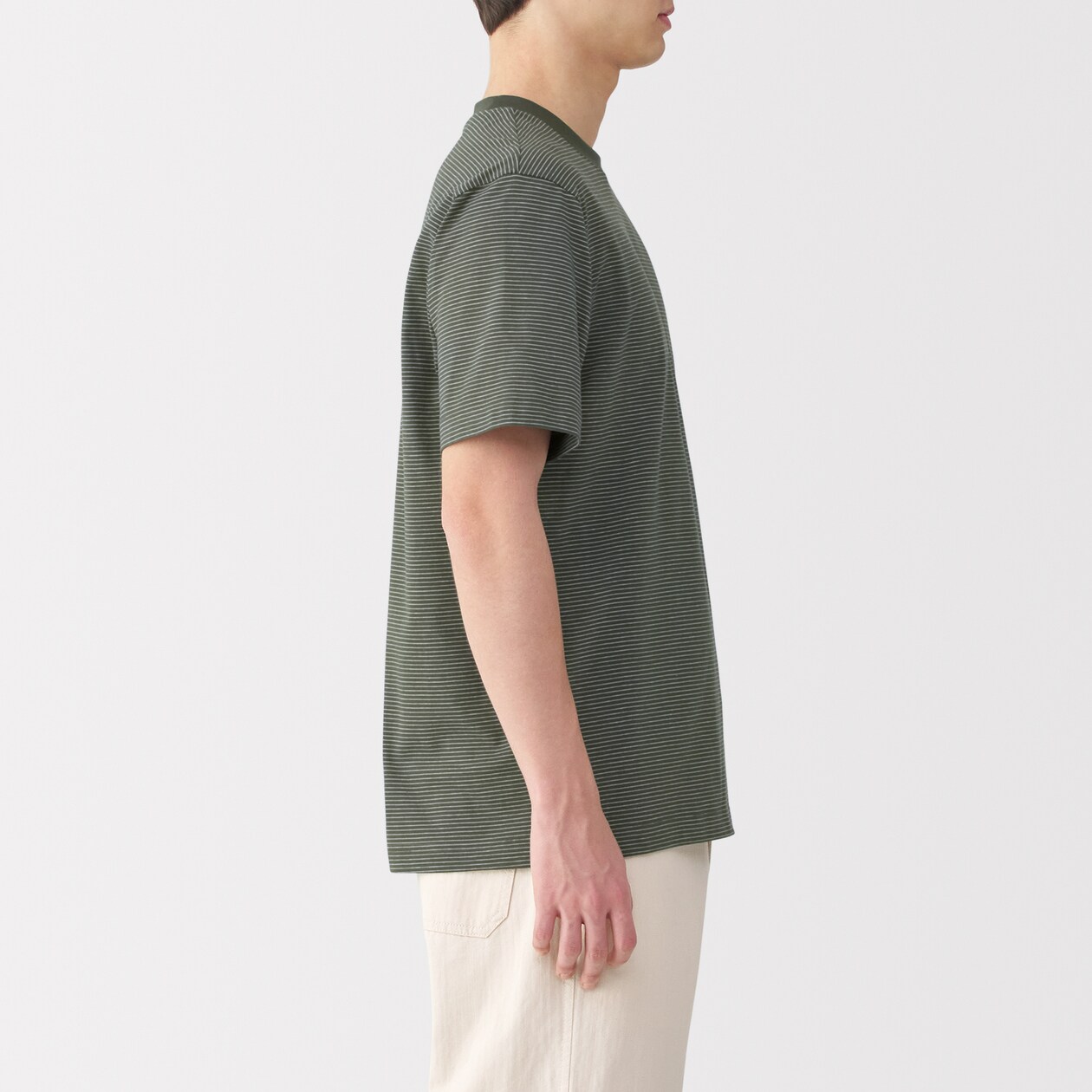 紳士　天竺編みクルーネック半袖Ｔシャツ（ボーダー）