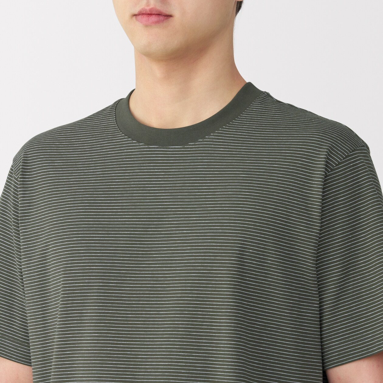 紳士　天竺編みクルーネック半袖Ｔシャツ（ボーダー）