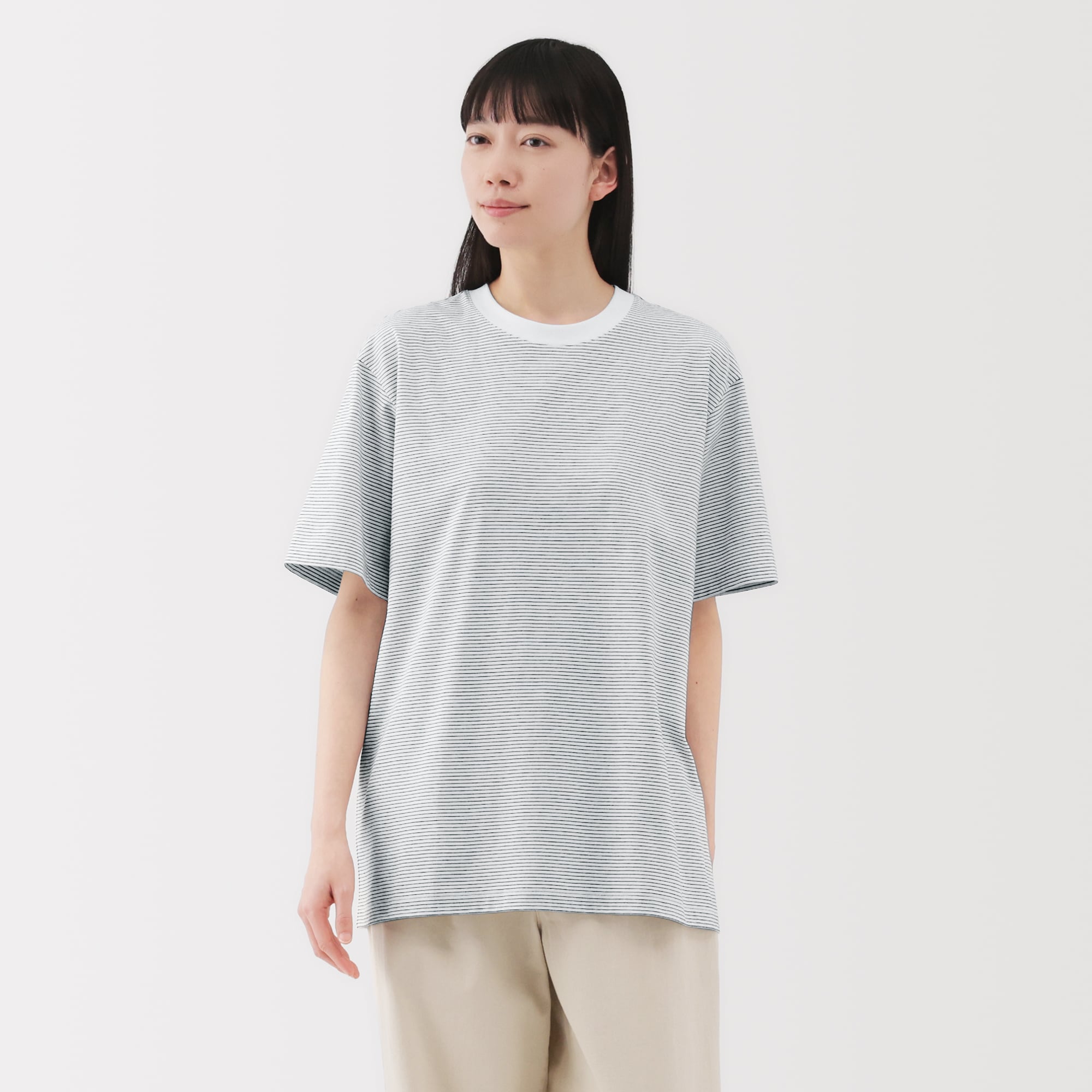 紳士 天竺編みクルーネック半袖Tシャツ（ボーダー） | 無印良品