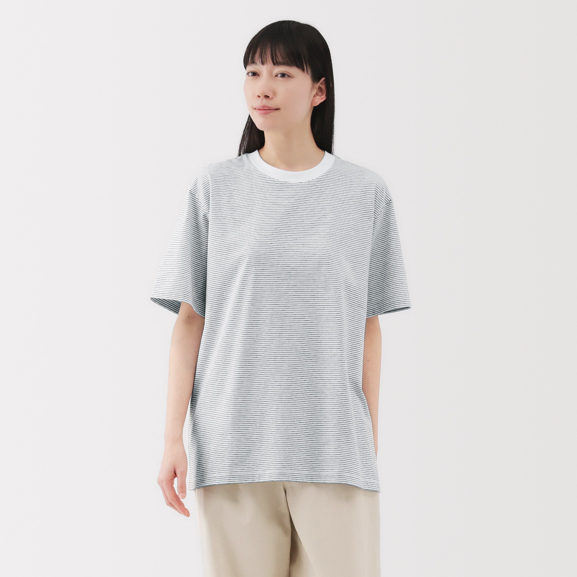 紳士　天竺編みクルーネック半袖Ｔシャツ（ボーダー）