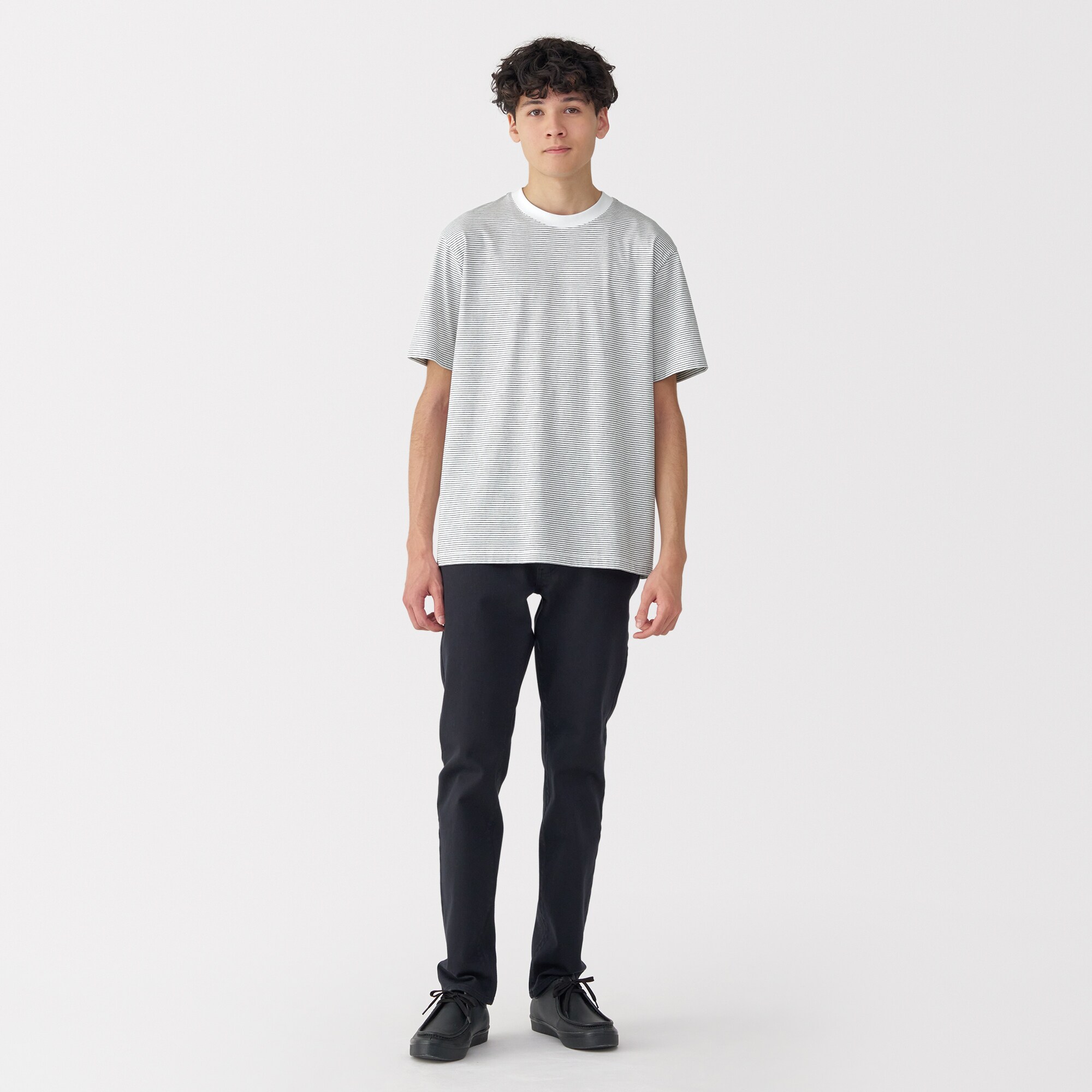 紳士　天竺編みクルーネック半袖Ｔシャツ（ボーダー）