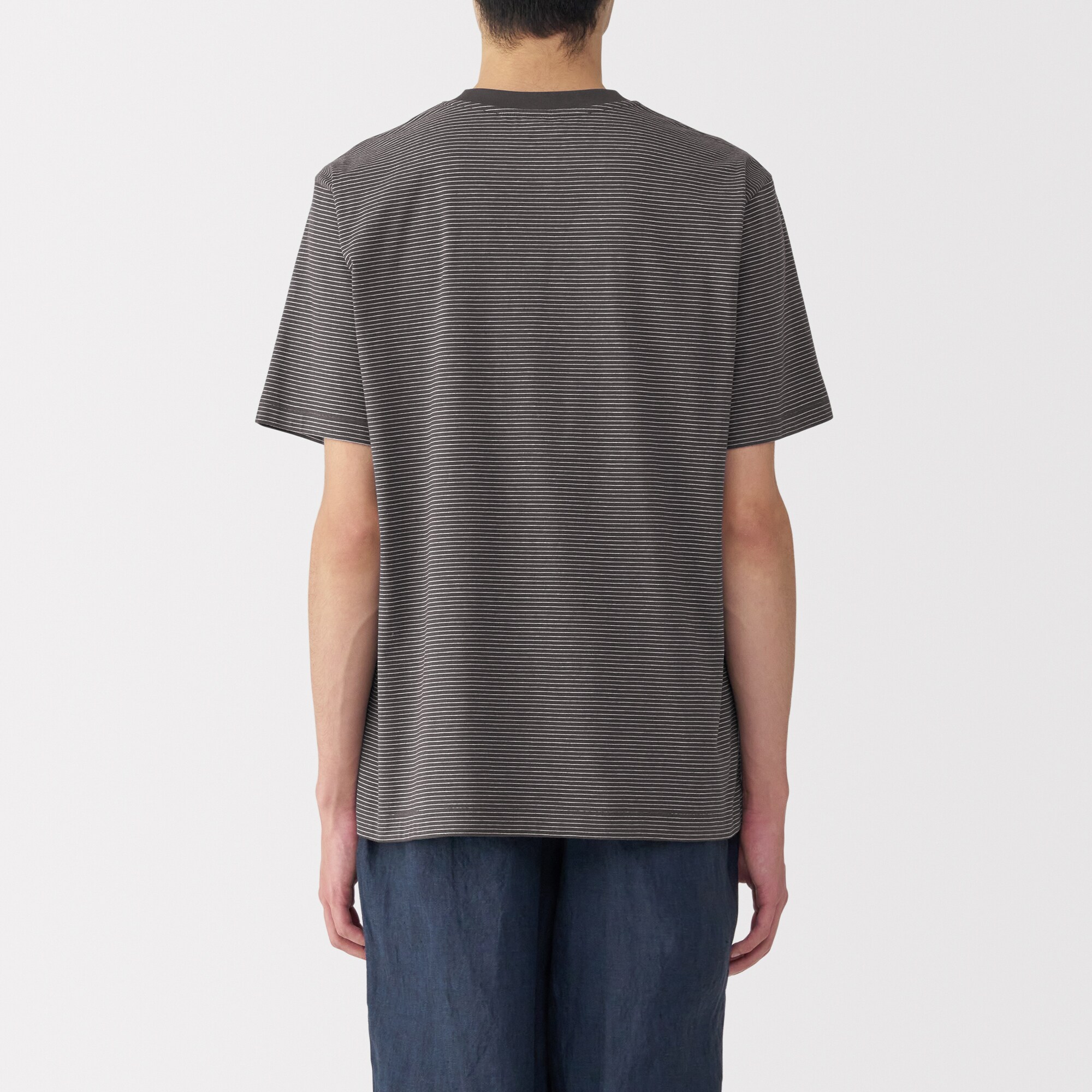 紳士　天竺編みクルーネック半袖Ｔシャツ（ボーダー）