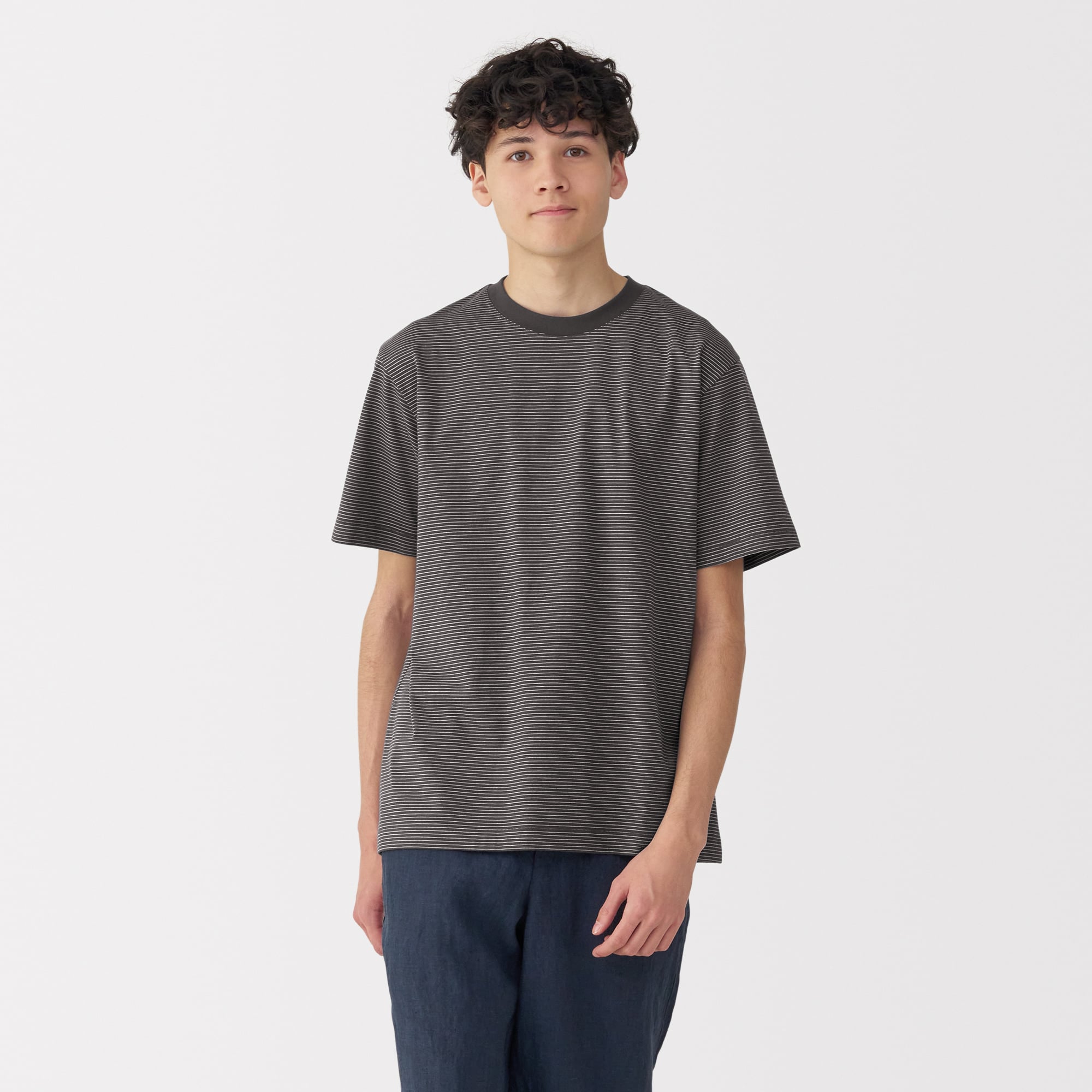 紳士　天竺編みクルーネック半袖Ｔシャツ（ボーダー）