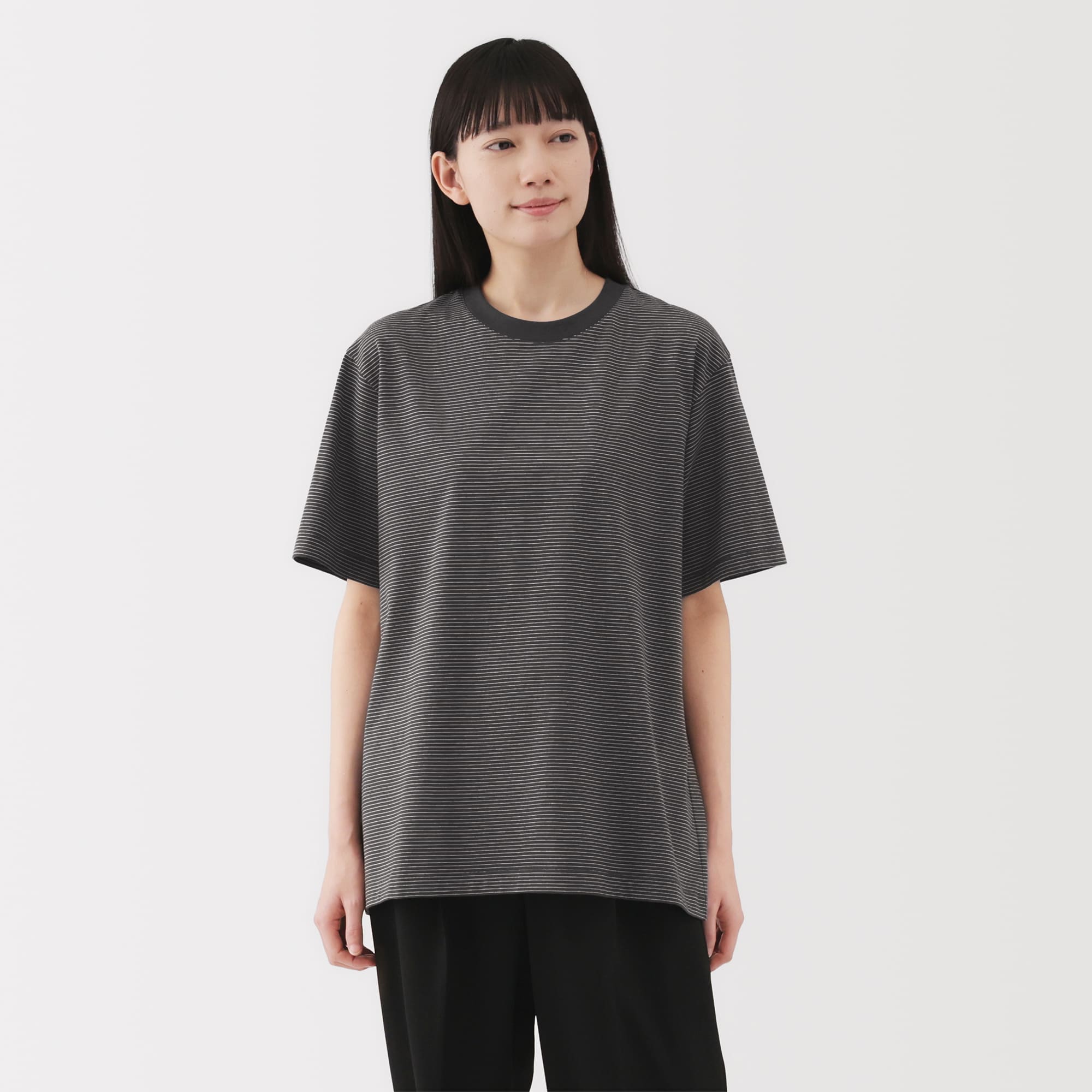 紳士　天竺編みクルーネック半袖Ｔシャツ（ボーダー）