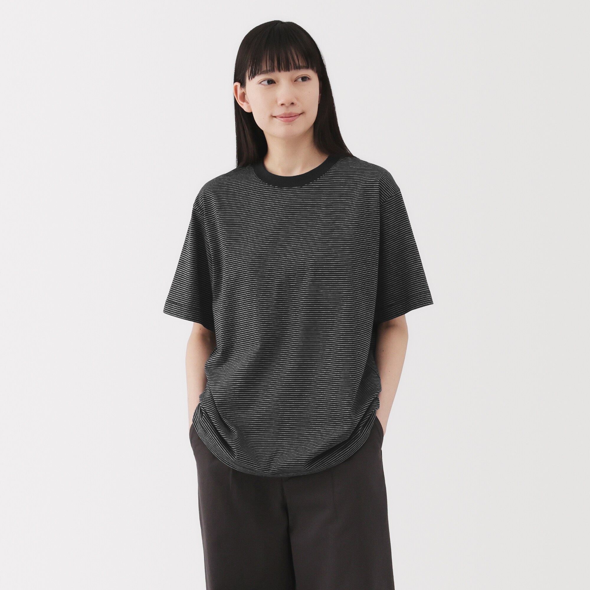 紳士　天竺編みクルーネック半袖Ｔシャツ（ボーダー）