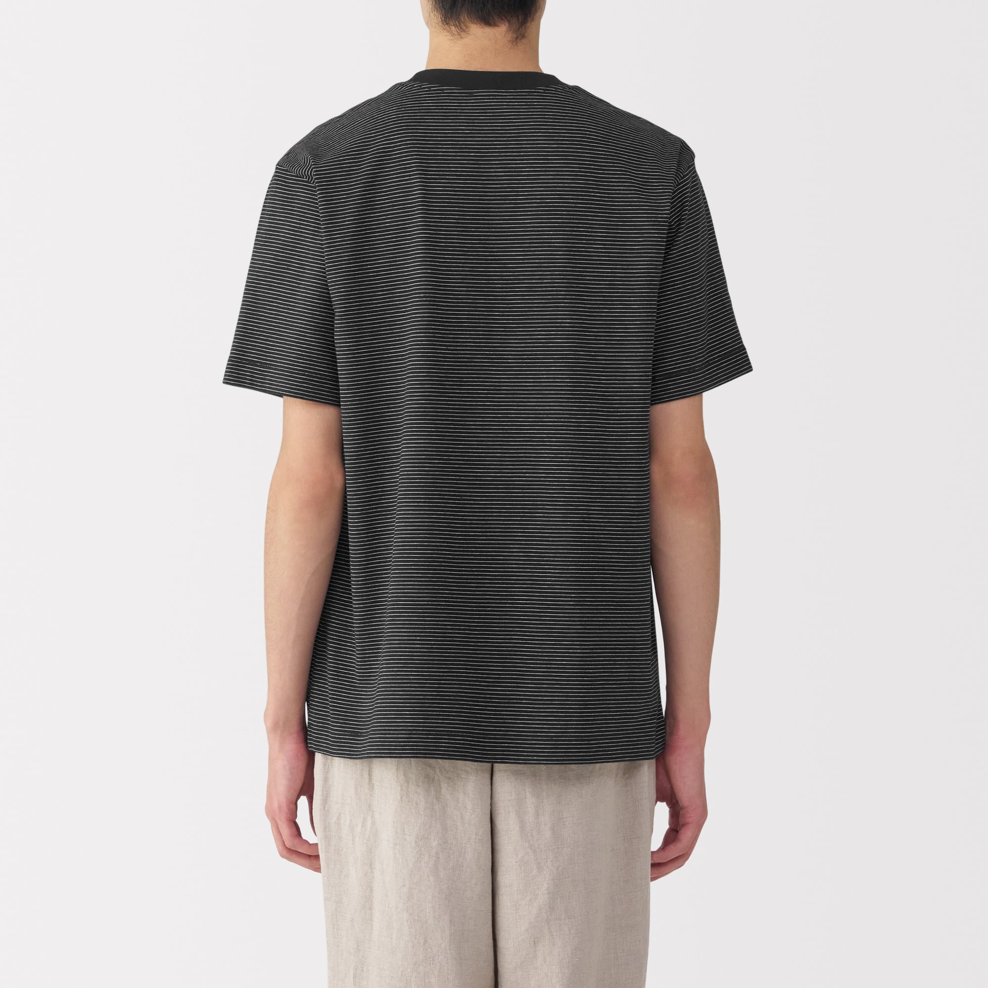 紳士　天竺編みクルーネック半袖Ｔシャツ（ボーダー）