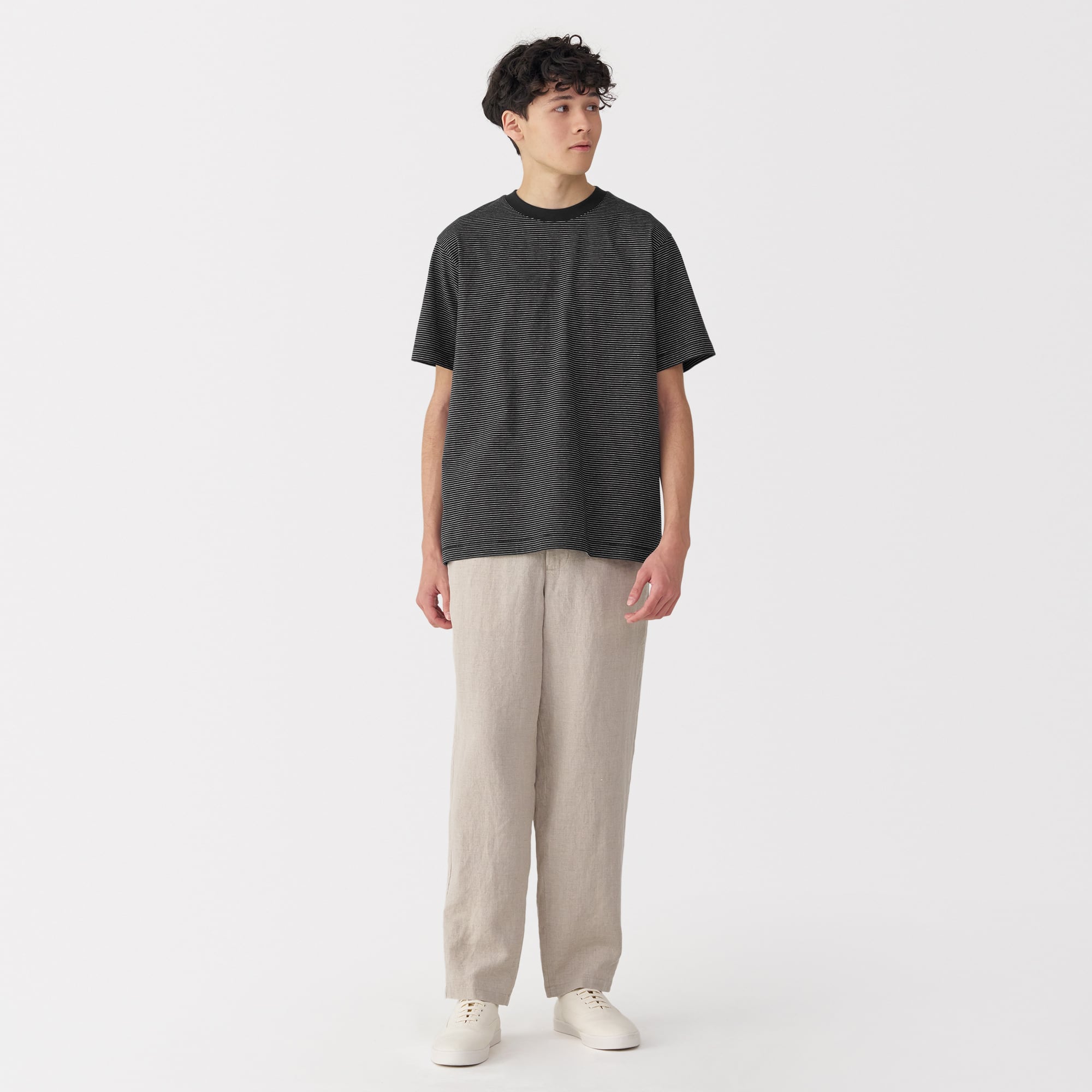 紳士　天竺編みクルーネック半袖Ｔシャツ（ボーダー）