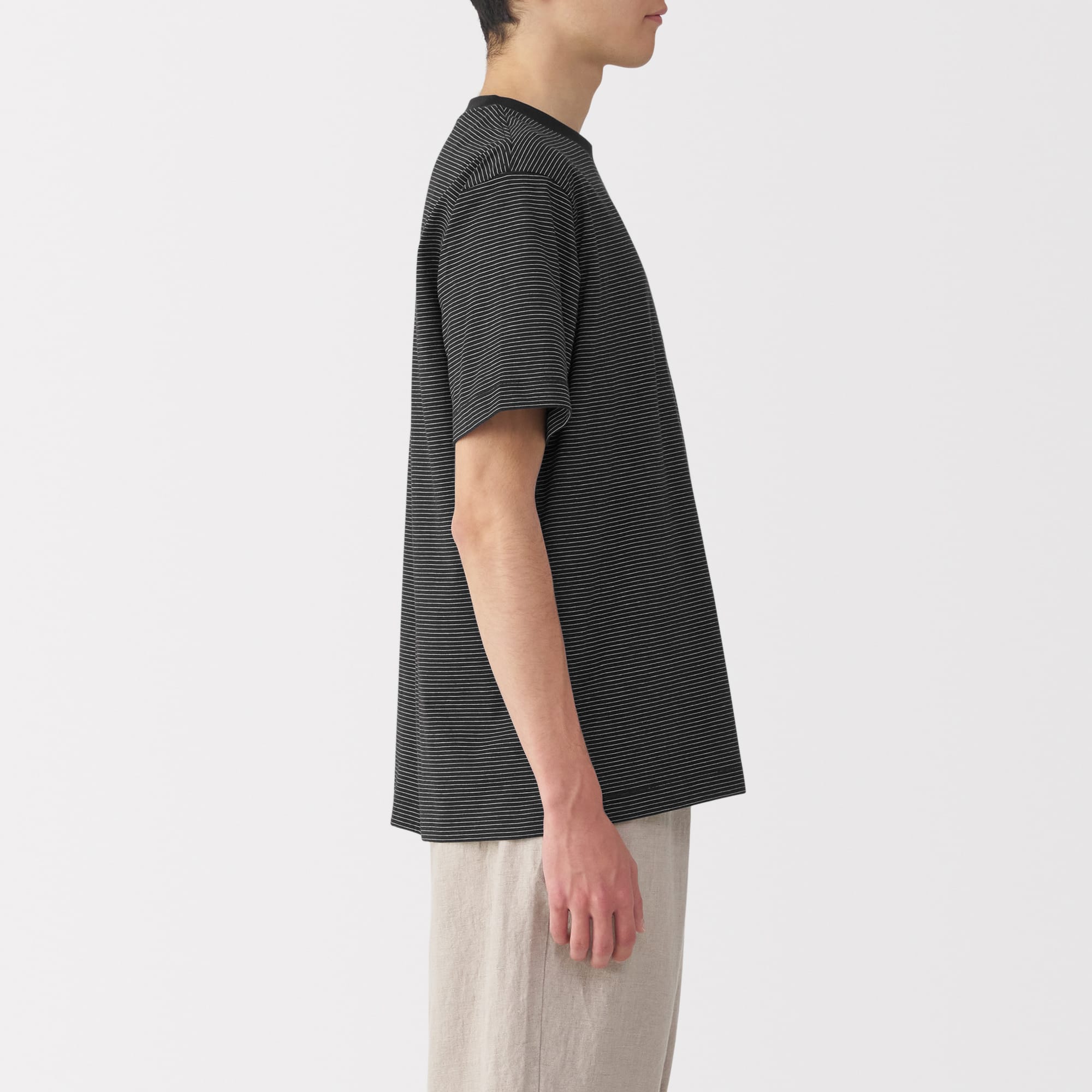 紳士　天竺編みクルーネック半袖Ｔシャツ（ボーダー）