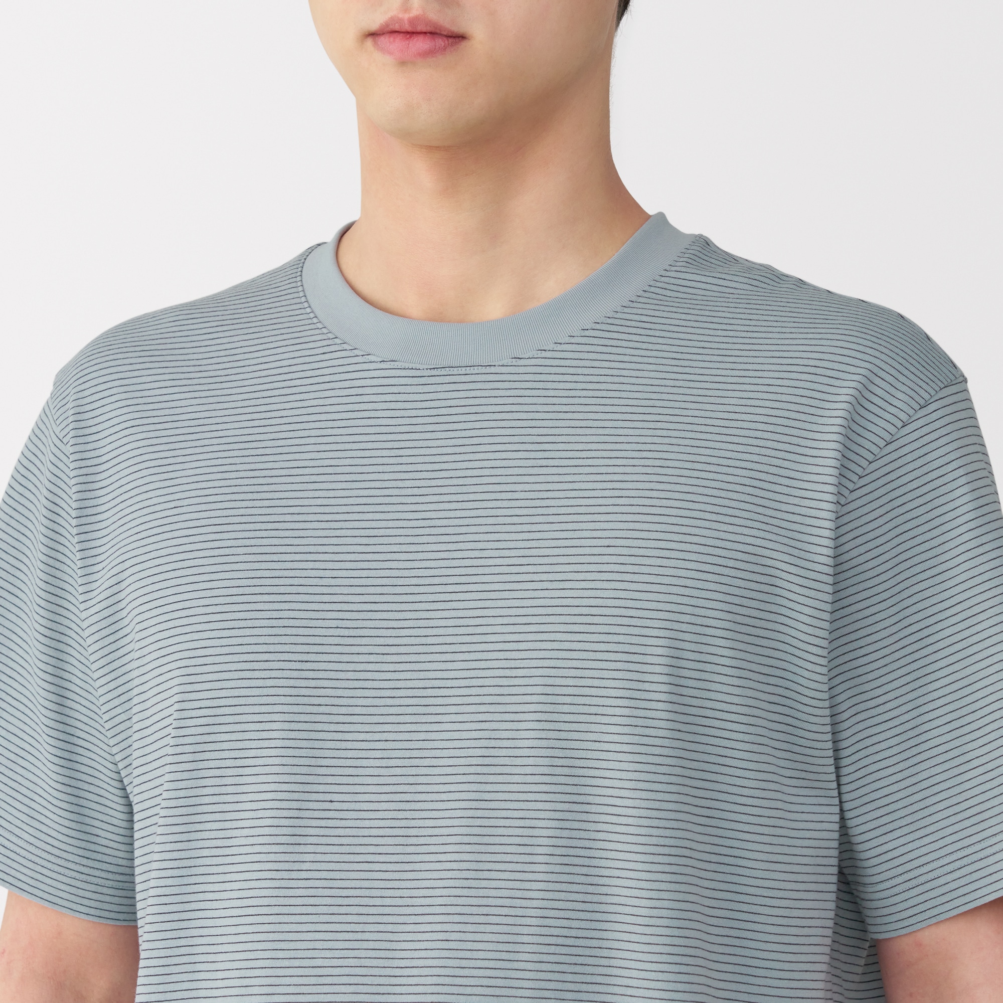 紳士　天竺編みクルーネック半袖Ｔシャツ（ボーダー）