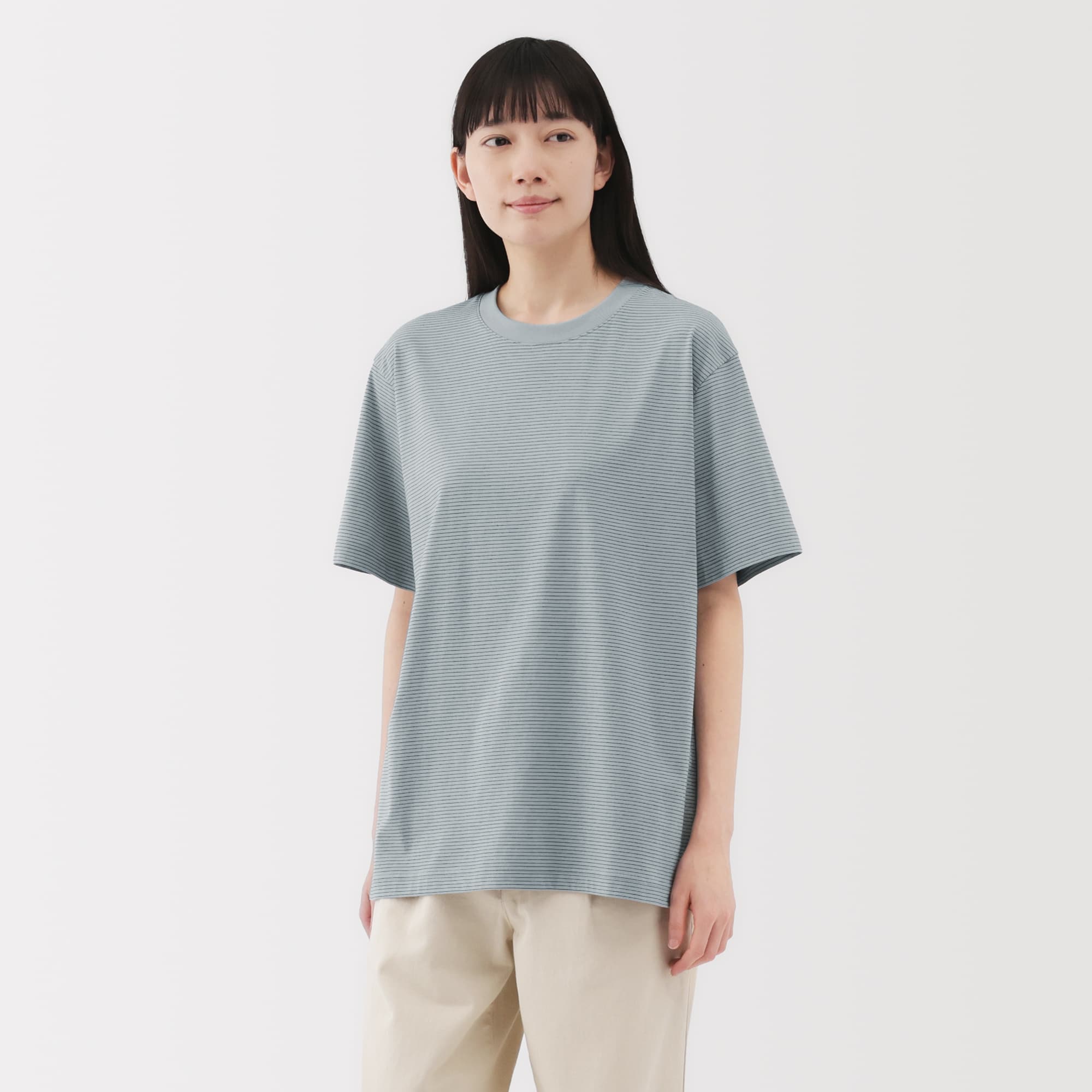 紳士　天竺編みクルーネック半袖Ｔシャツ（ボーダー）