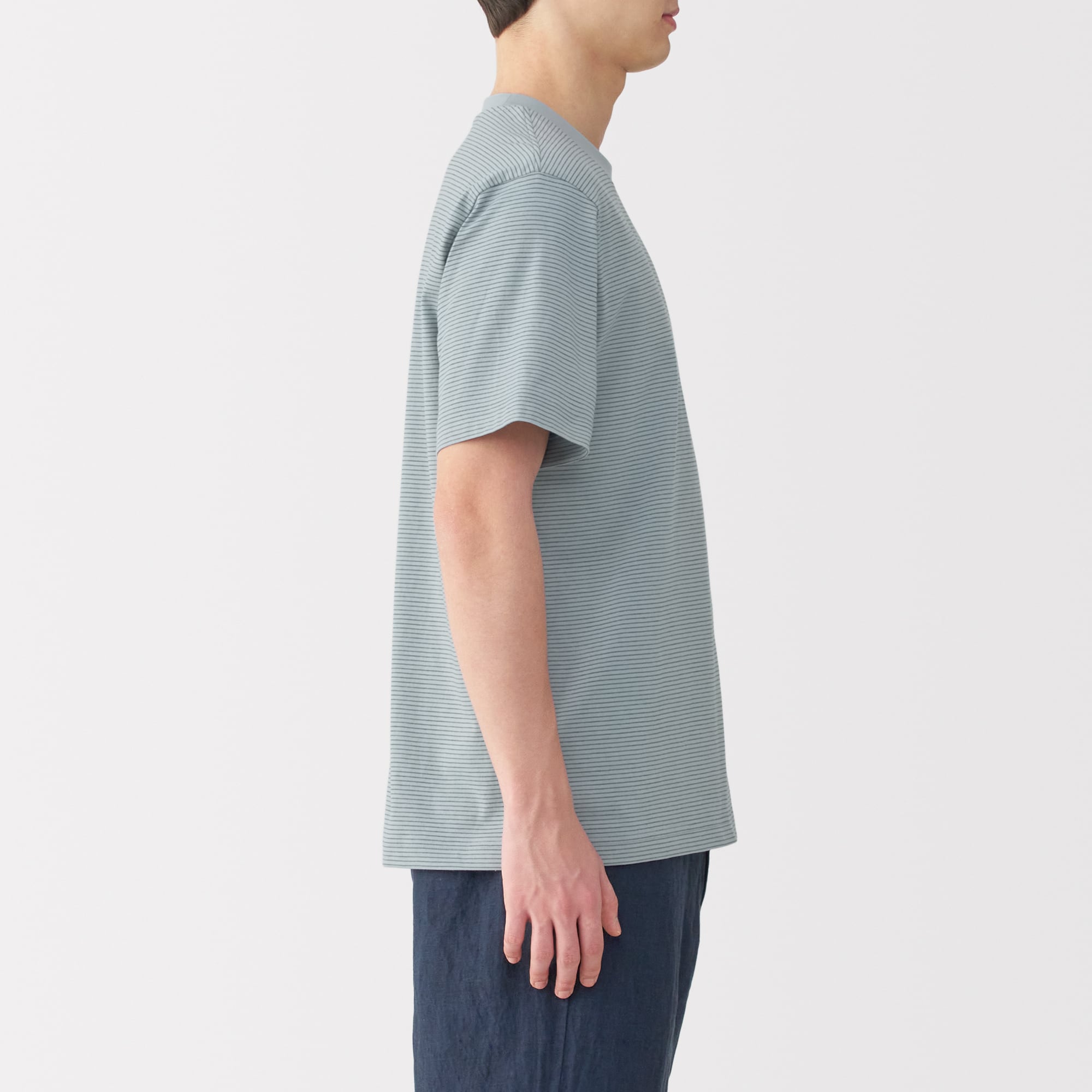 紳士　天竺編みクルーネック半袖Ｔシャツ（ボーダー）