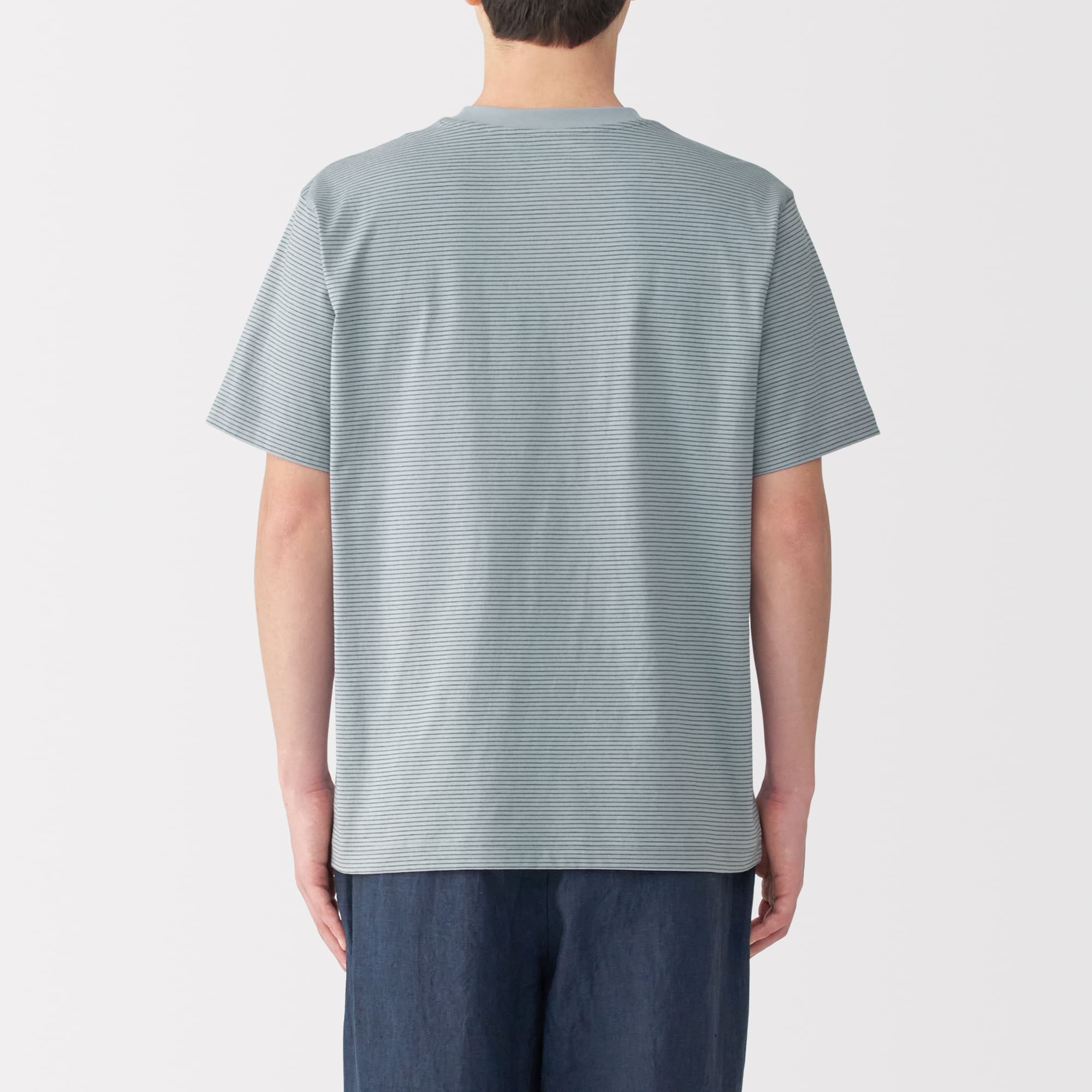 紳士　天竺編みクルーネック半袖Ｔシャツ（ボーダー）