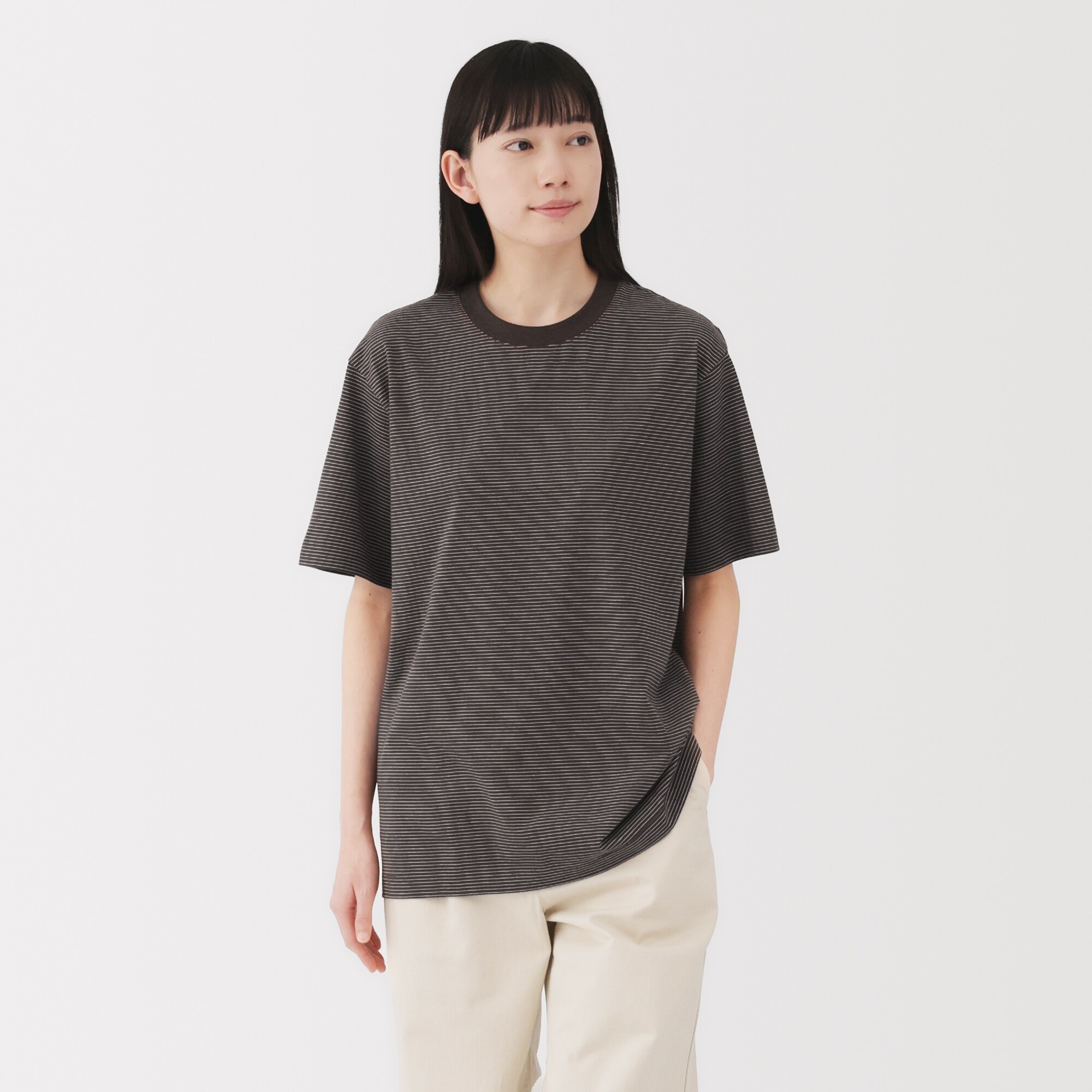 紳士　天竺編みクルーネック半袖Ｔシャツ（ボーダー）