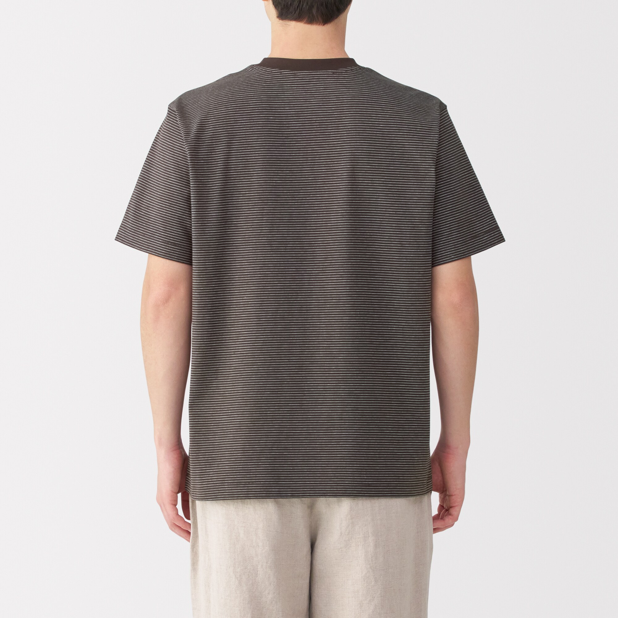 紳士　天竺編みクルーネック半袖Ｔシャツ（ボーダー）