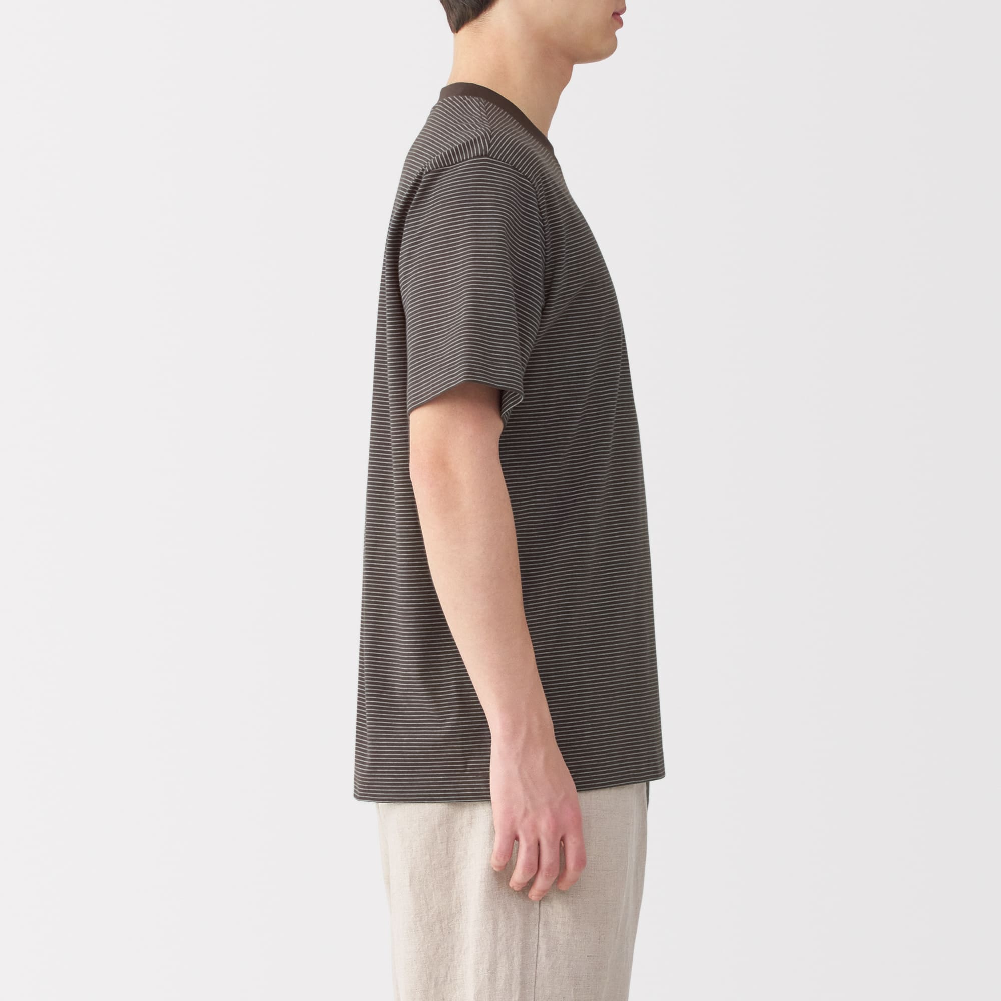 紳士　天竺編みクルーネック半袖Ｔシャツ（ボーダー）