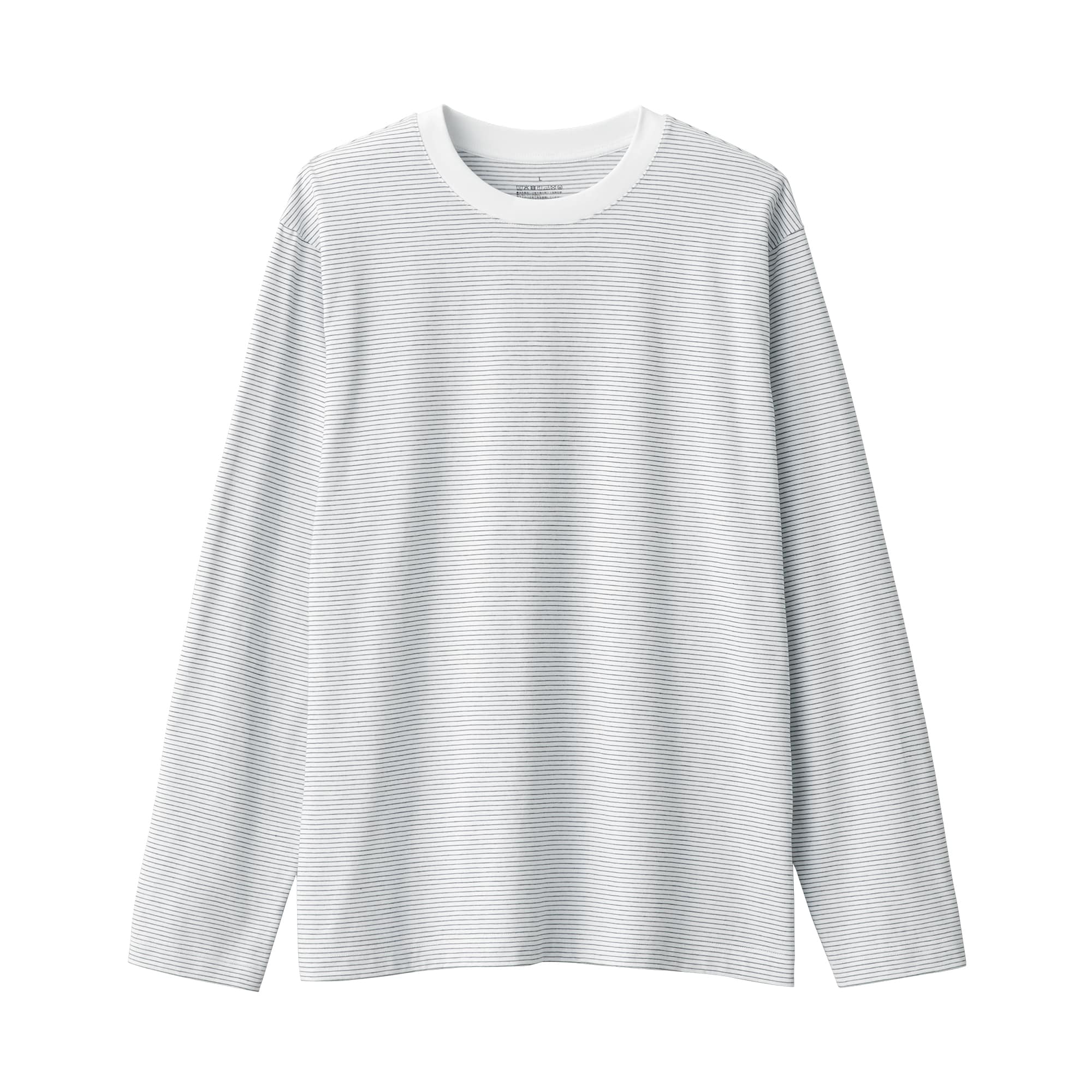 紳士　天竺編みクルーネック長袖Ｔシャツ（ボーダー）