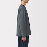 紳士　天竺編みクルーネック長袖Ｔシャツ（ボーダー）