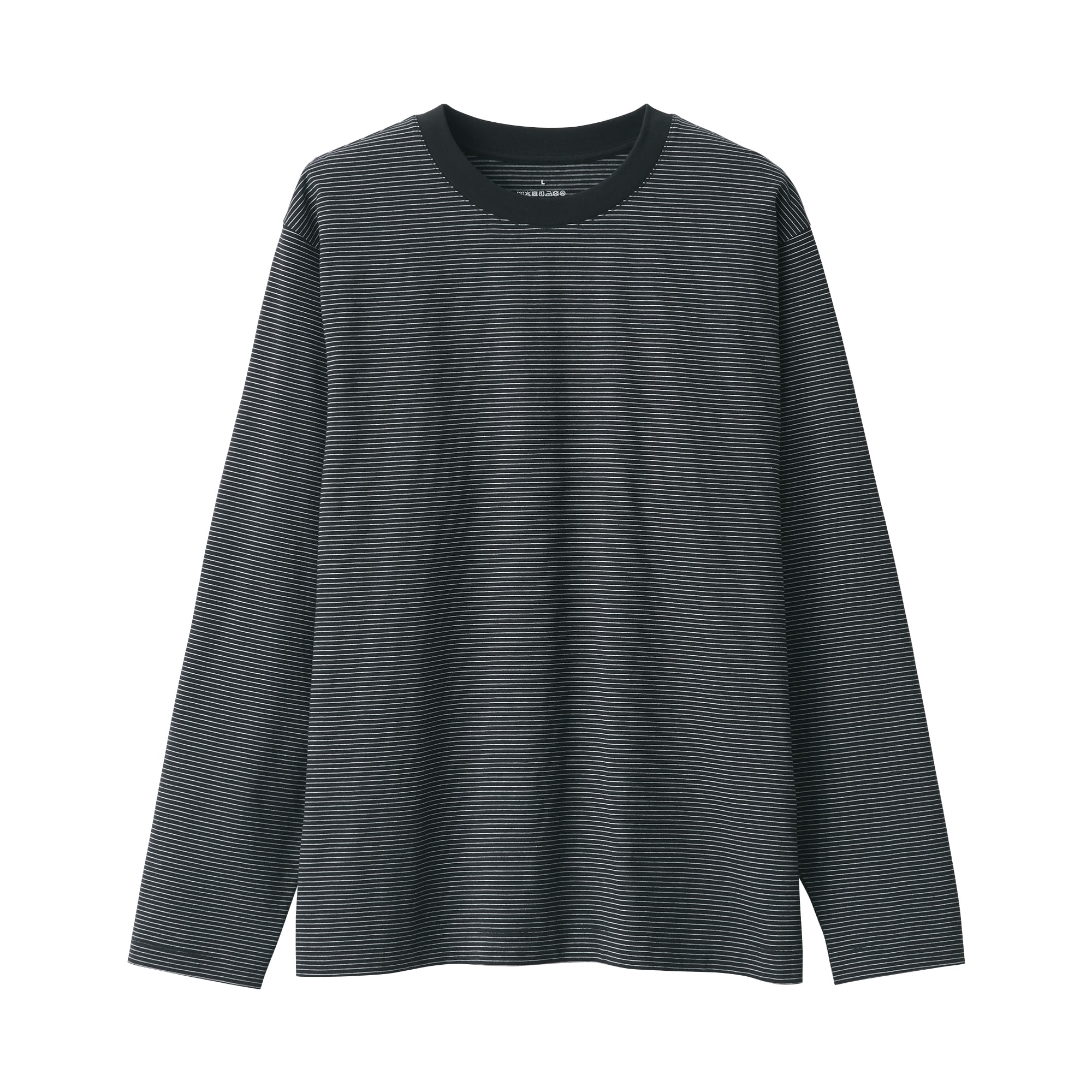 紳士　天竺編みクルーネック長袖Ｔシャツ（ボーダー）