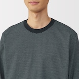 紳士　天竺編みクルーネック長袖Ｔシャツ（ボーダー）