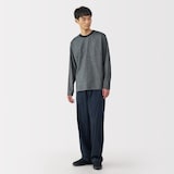 紳士　天竺編みクルーネック長袖Ｔシャツ（ボーダー）