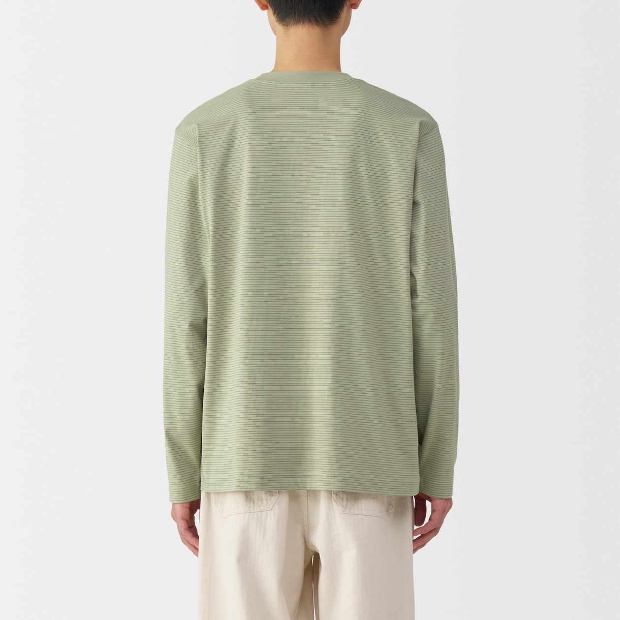 紳士　天竺編みクルーネック長袖Ｔシャツ（ボーダー）