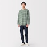 紳士　洗いざらし太番手ボートネック九分袖Ｔシャツ
