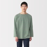 紳士　洗いざらし太番手ボートネック九分袖Ｔシャツ
