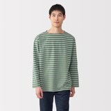紳士　洗いざらし太番手ボートネック九分袖Ｔシャツ