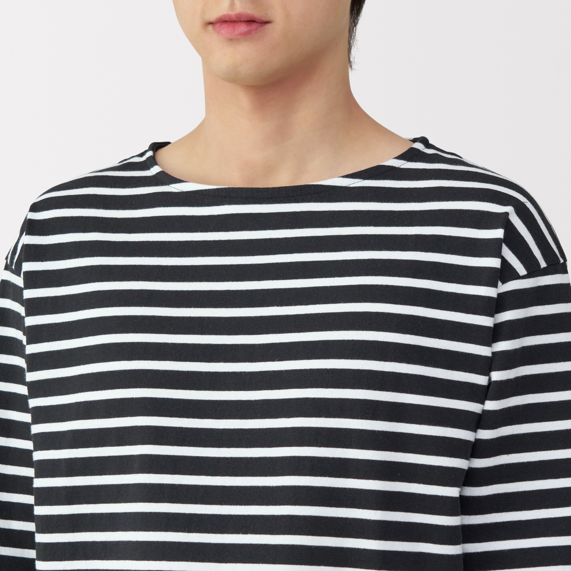 紳士　洗いざらし太番手ボートネック九分袖Ｔシャツ