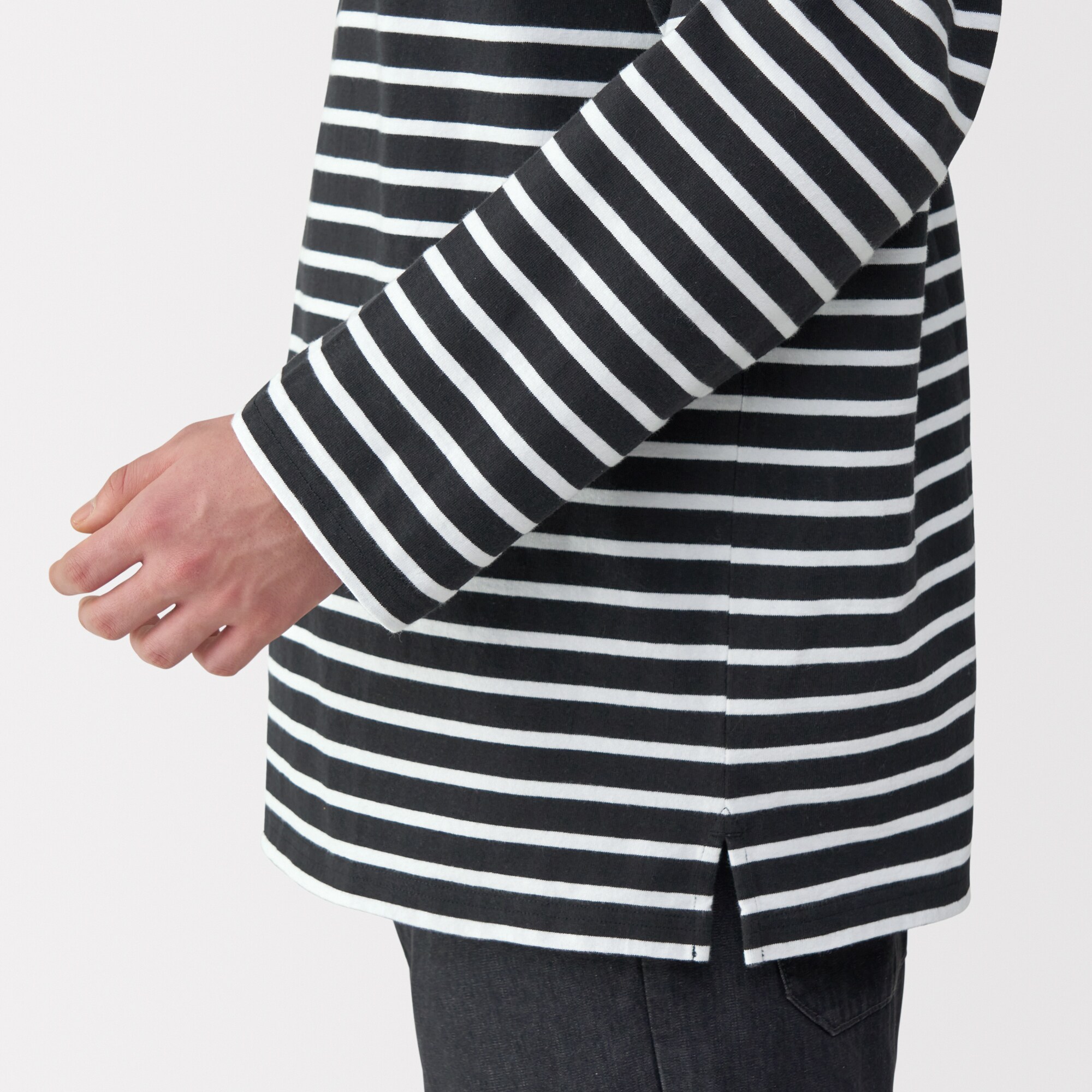 紳士　洗いざらし太番手ボートネック九分袖Ｔシャツ