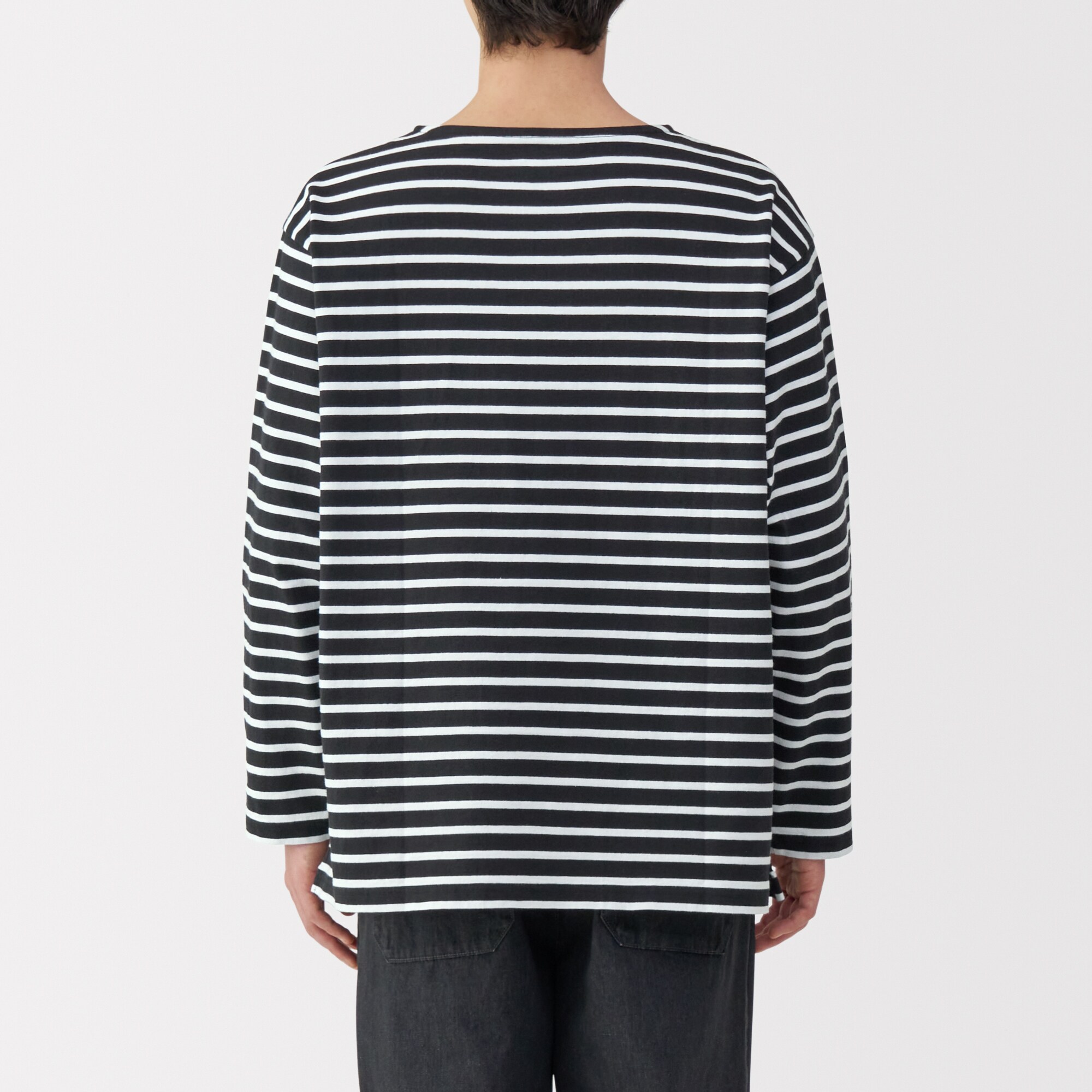 紳士　洗いざらし太番手ボートネック九分袖Ｔシャツ