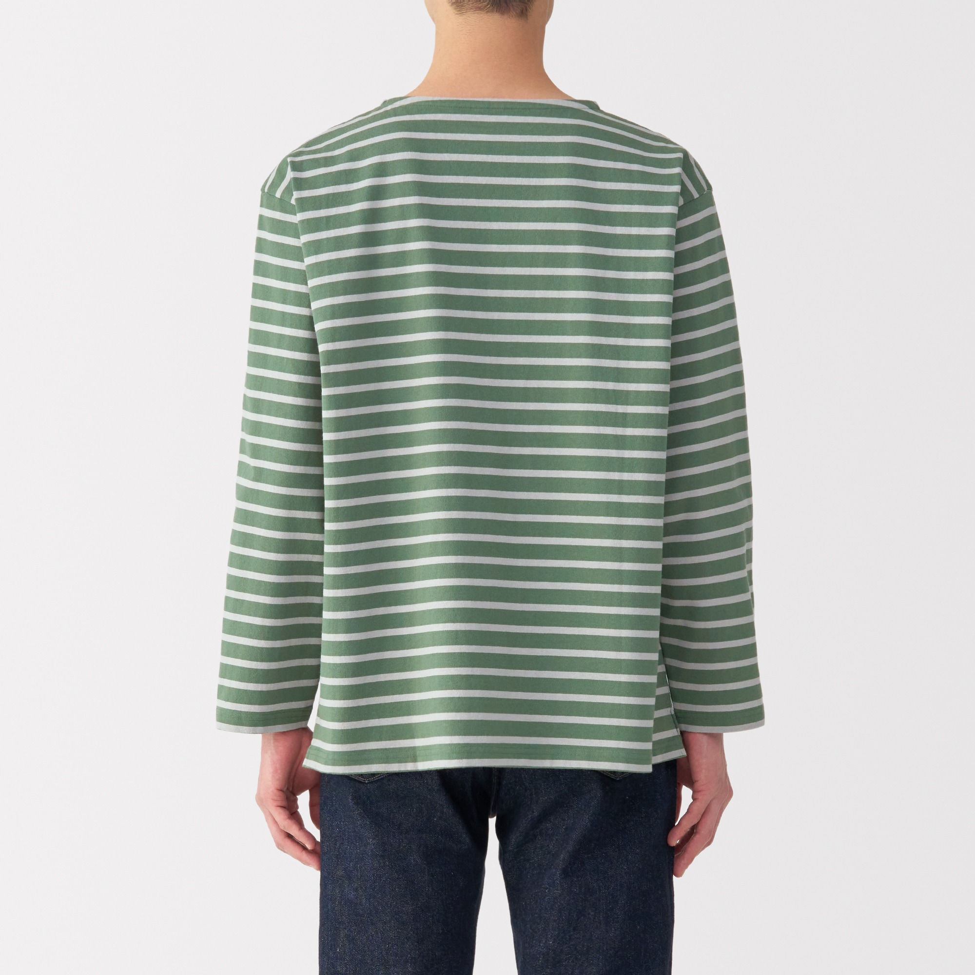 紳士　洗いざらし太番手ボートネック九分袖Ｔシャツ