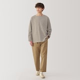 紳士　洗いざらし太番手ボートネック九分袖Ｔシャツ