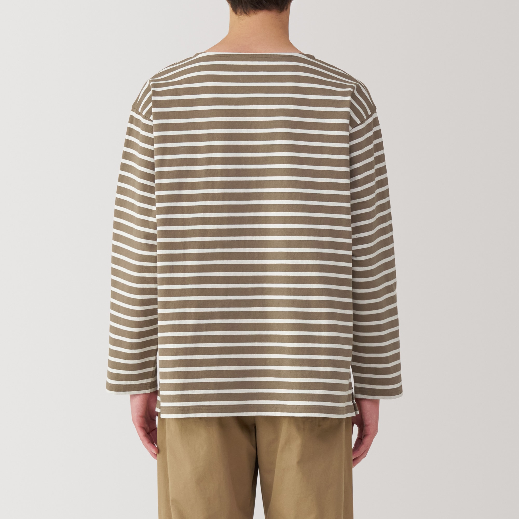 紳士　洗いざらし太番手ボートネック九分袖Ｔシャツ