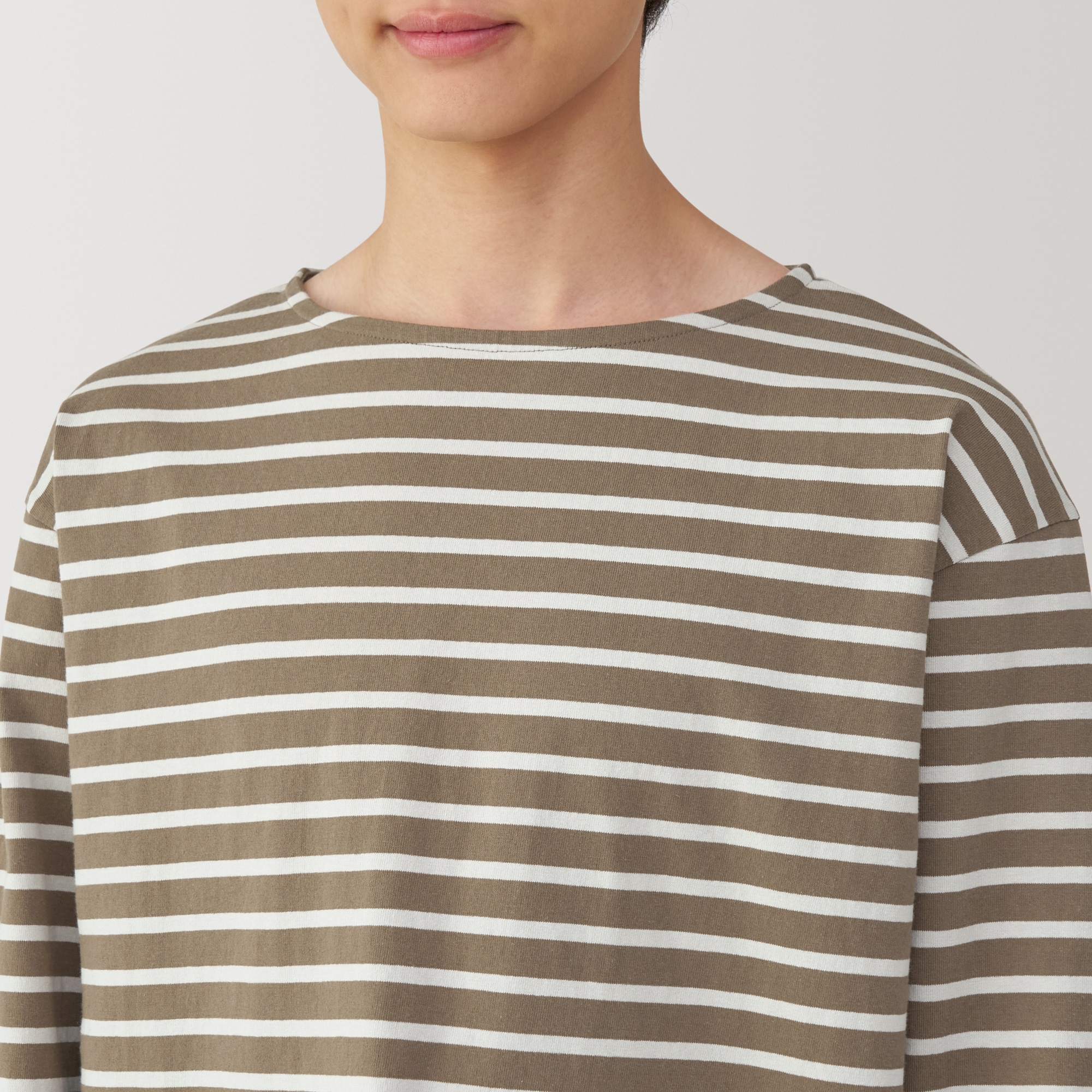 紳士　洗いざらし太番手ボートネック九分袖Ｔシャツ