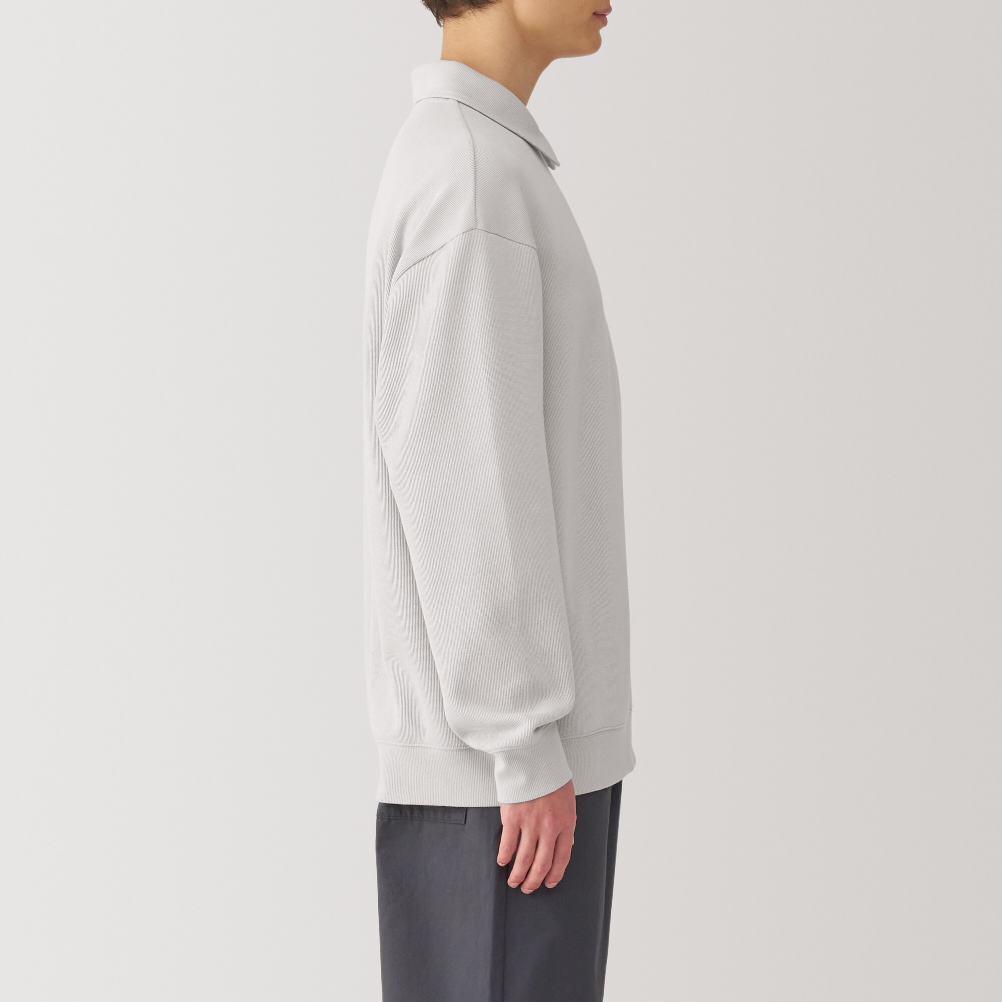 紳士　二重編み衿付きプルオーバー