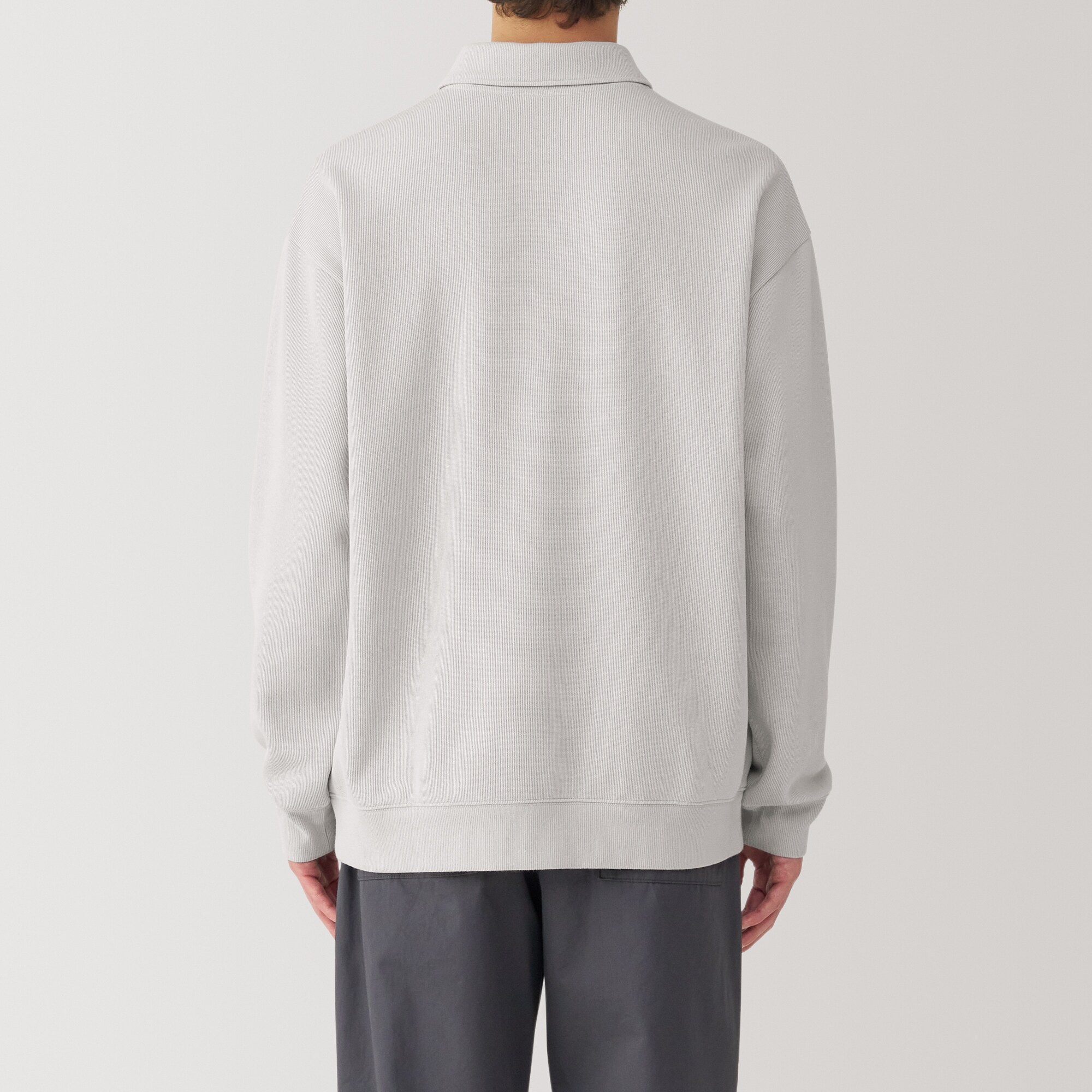 紳士　二重編み衿付きプルオーバー